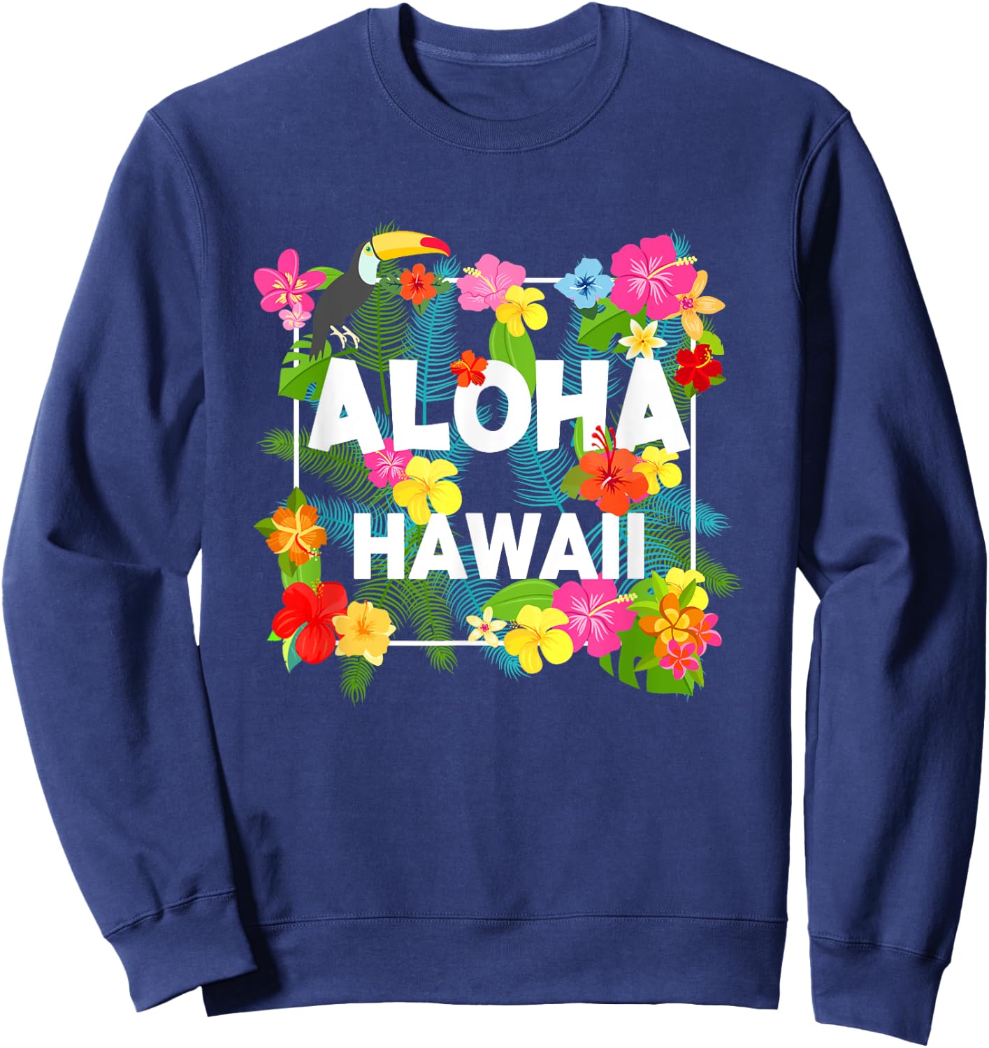Aloha Hawaii Hibiscus Flowers Aesthetic Design Women Sweatshirt - Sweatshirt | Navy