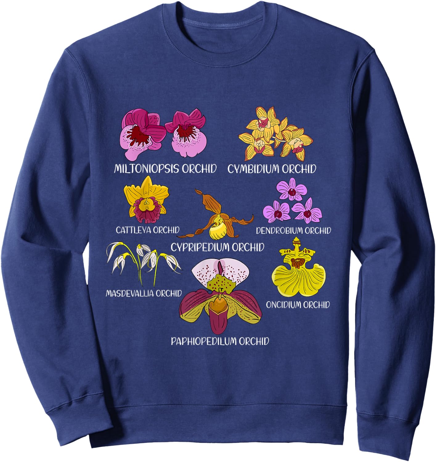Orchid Species Flower Lover Florist Orchids Sweatshirt - Sweatshirt | Navy