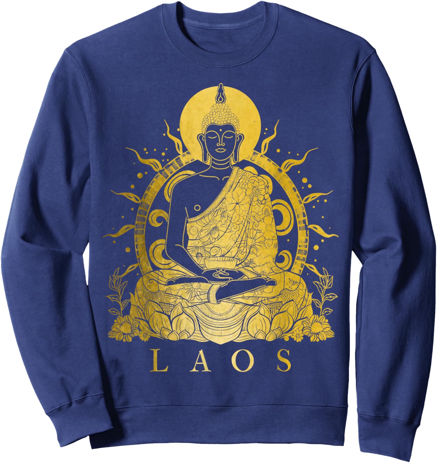 Laos Buddha Vintage Buddhist Souvenir Sweatshirt - Sweatshirt | Navy