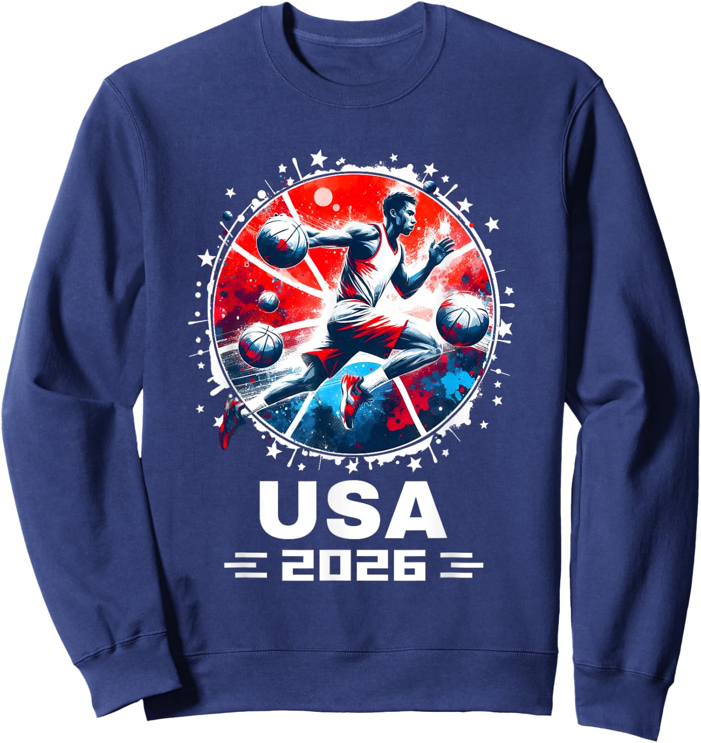 Basketball USA Go USA Team USA Flag 2026 Basketball Sweatshirt - Sweatshirt | Navy