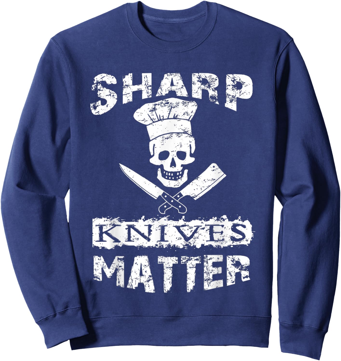 Sharp Knives Matter Chef Skull With Knives Sweatshirt - Sweatshirt | Navy