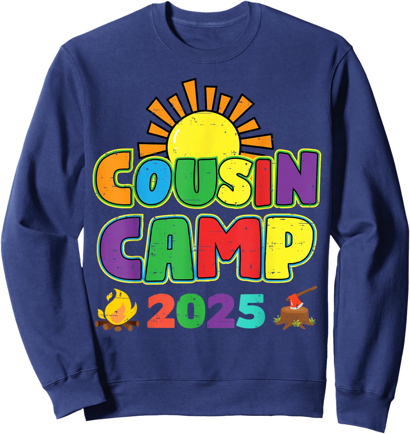 Cousin Camp 2025 Family Vacation Summer Camping Crew Sweatshirt - Sweatshirt | Navy