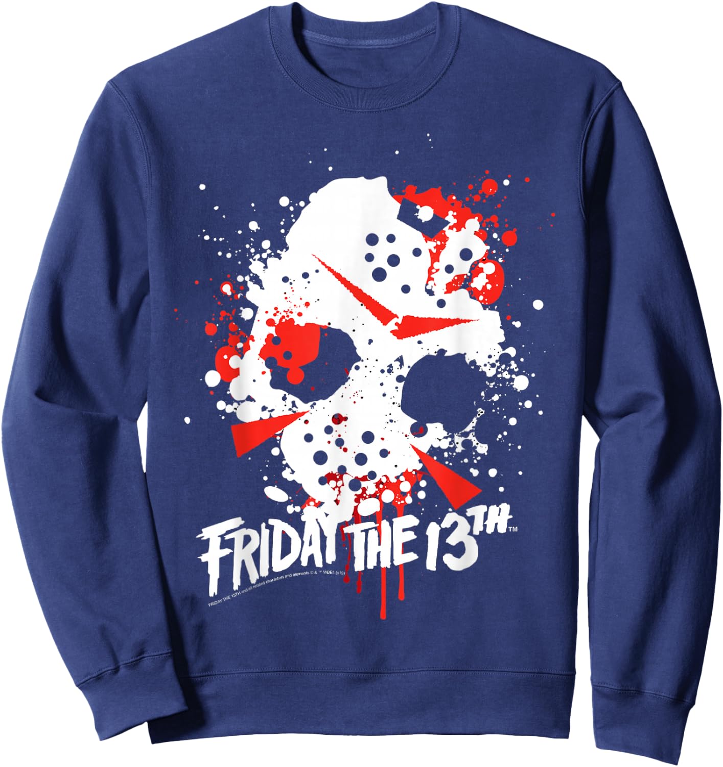 Friday The 13th Jason Blood Splatter Mask Sweatshirt - Sweatshirt | Navy