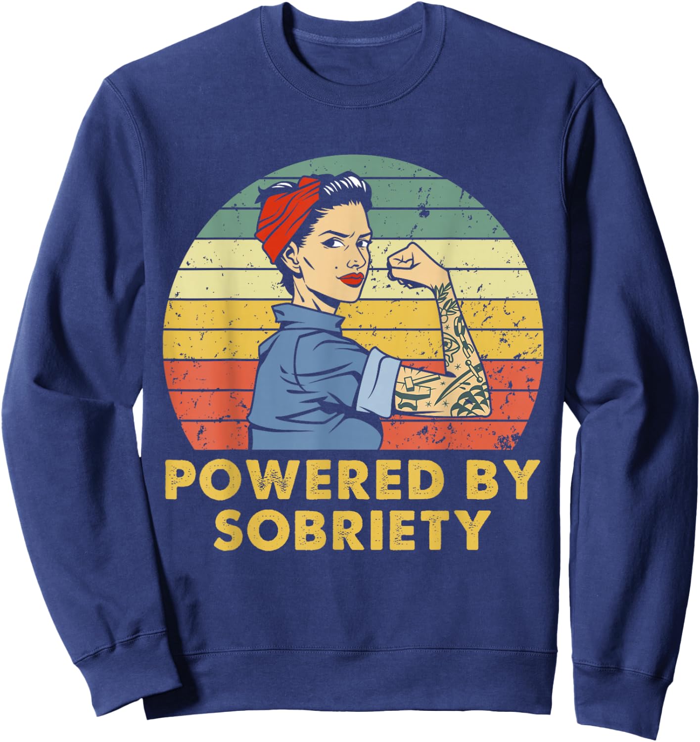 Powered By Sobriety Alcoholics Anonymous AA Sober Women Sweatshirt - Sweatshirt | Navy