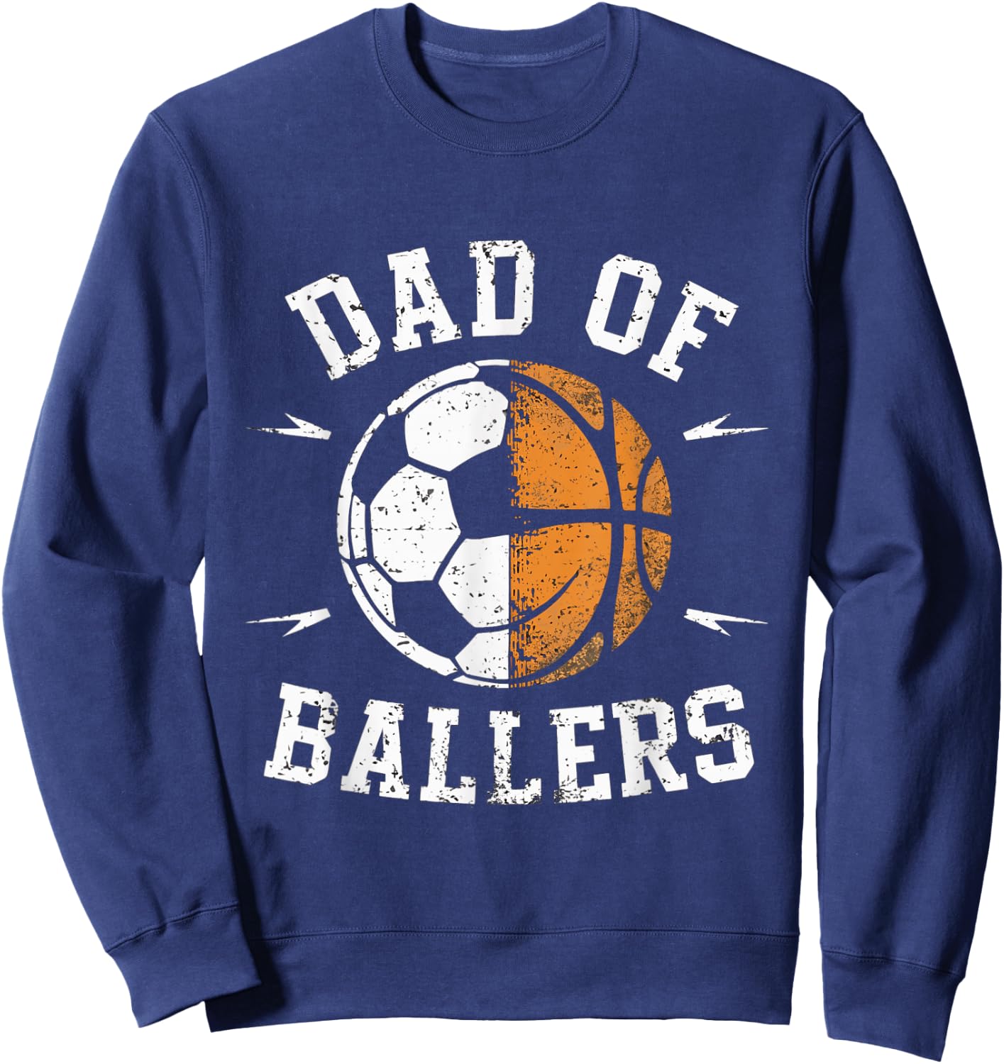 Dad of Ballers Basketball Soccer Ball Fathers Day Coach Sweatshirt - Sweatshirt | Navy