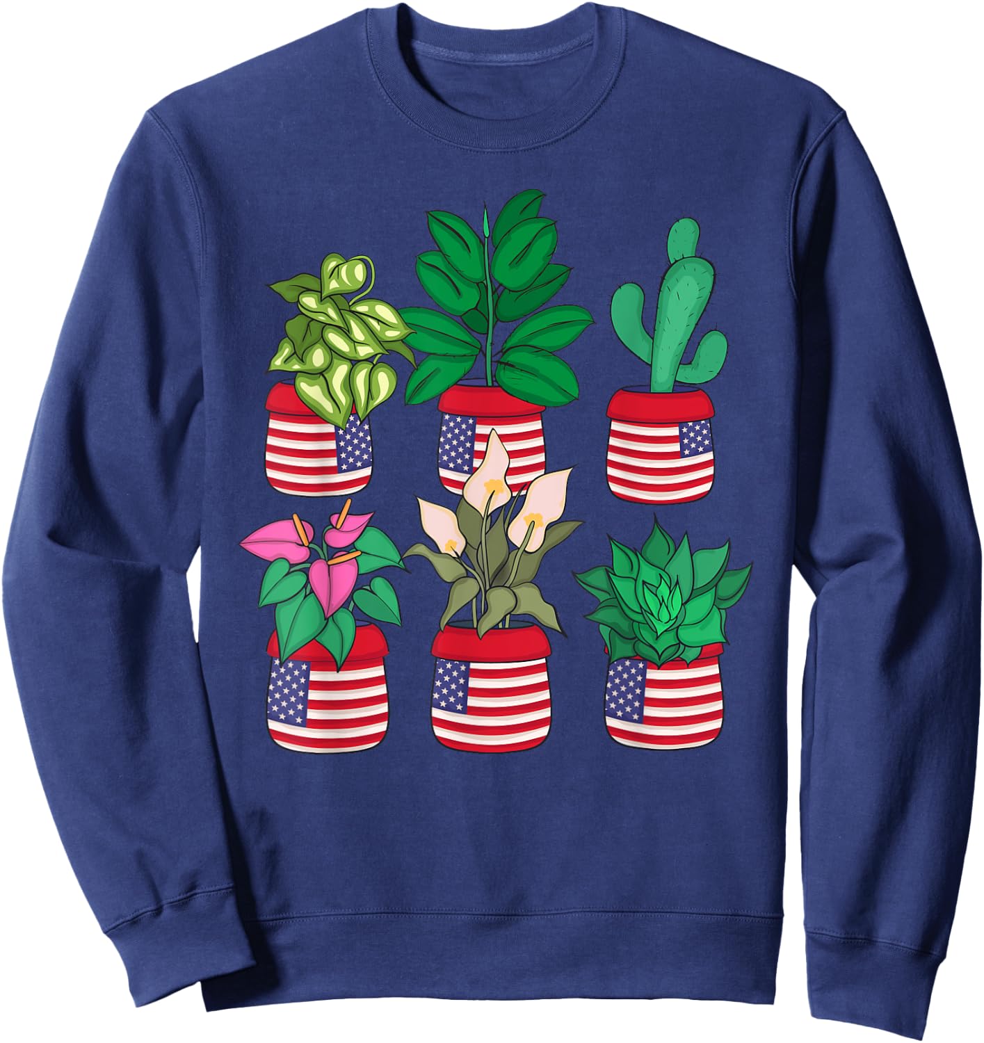 Plant Lover 4th Of July Women Florist Plants Sweatshirt - Sweatshirt | Navy