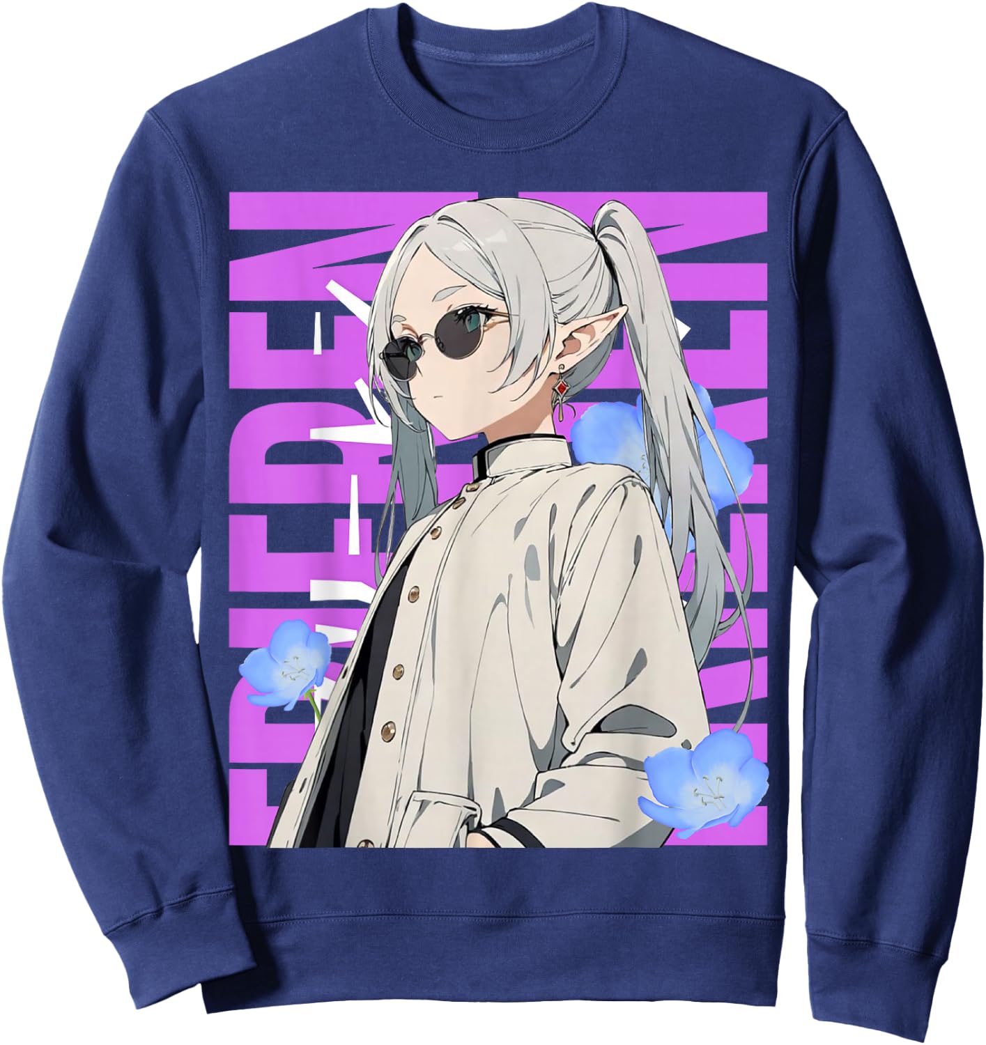 Cool graphic Chill day with frieren Sweatshirt - Sweatshirt | Navy