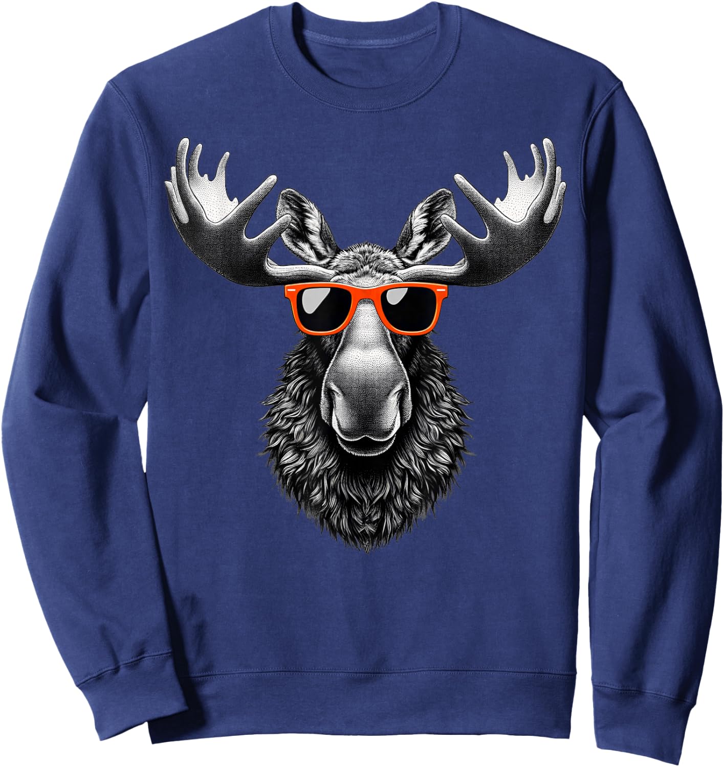 Cool Moose Wearing Sunglasses Graphic Art Sweatshirt - Sweatshirt | Navy