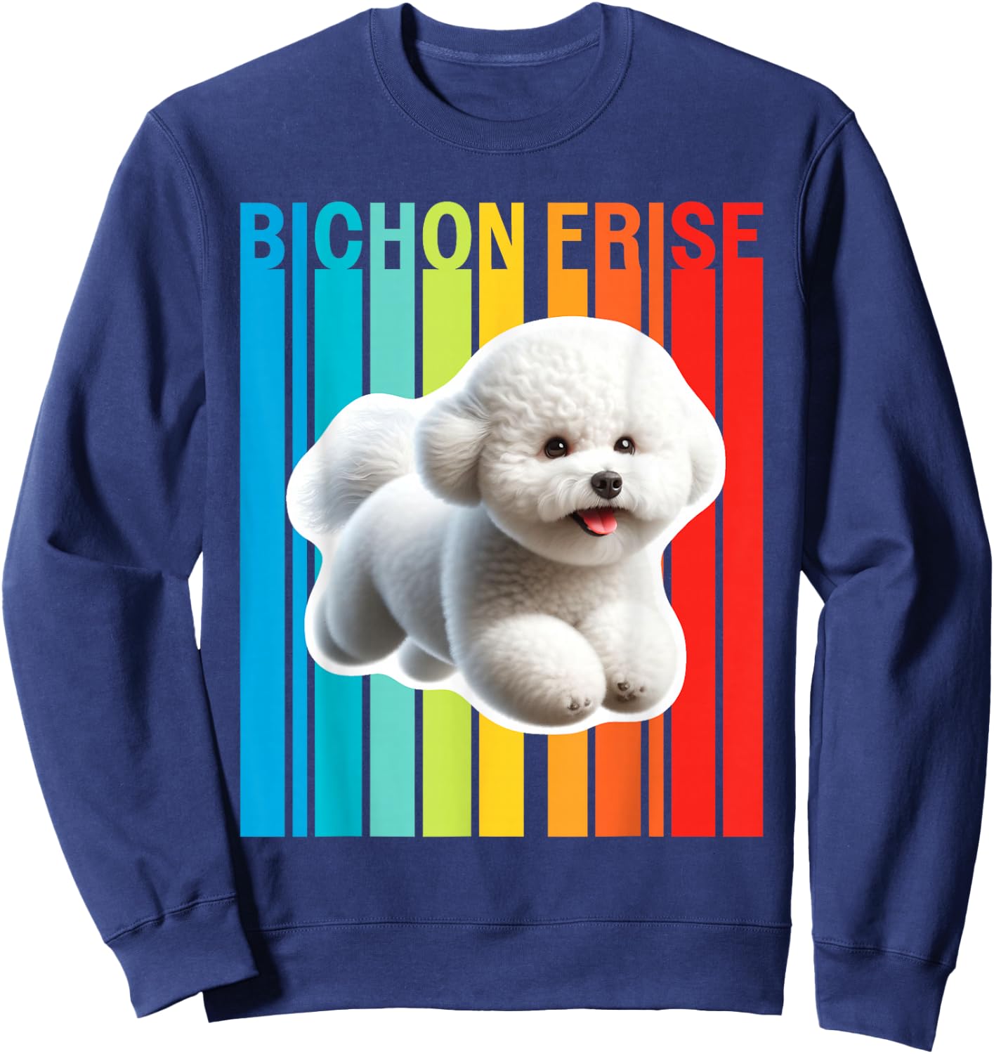 Colorful Bichon Frise Sweatshirt - Sweatshirt | Navy