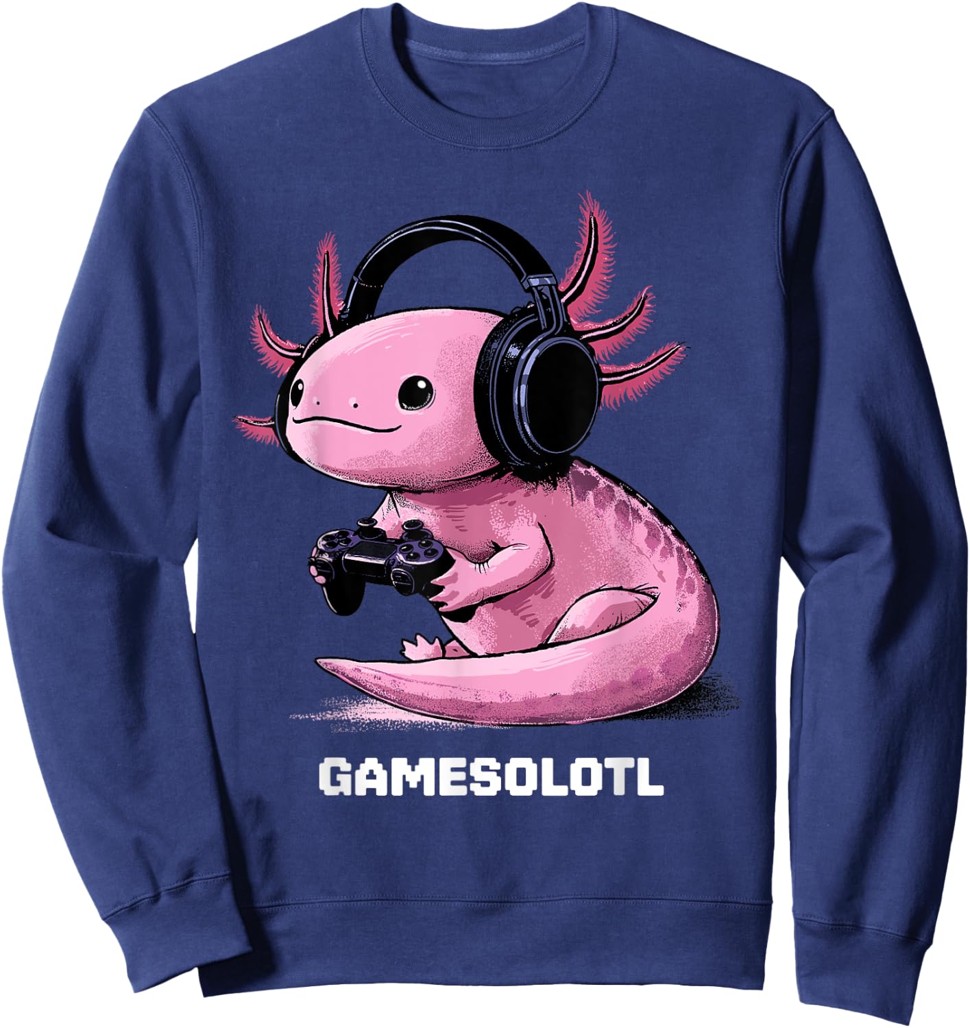 Gamer Axolotl Shirt Kids Gamesolotl Fish Gaming Video Gamer Sweatshirt - Sweatshirt | Navy