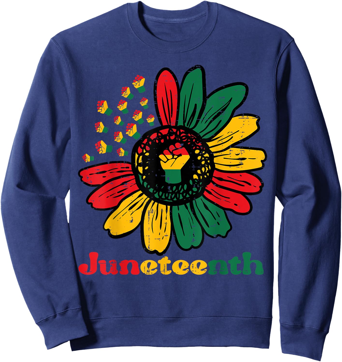 Juneteenth African Sunflower Fists Girls Kids Toddler Women Sweatshirt - Sweatshirt | Navy