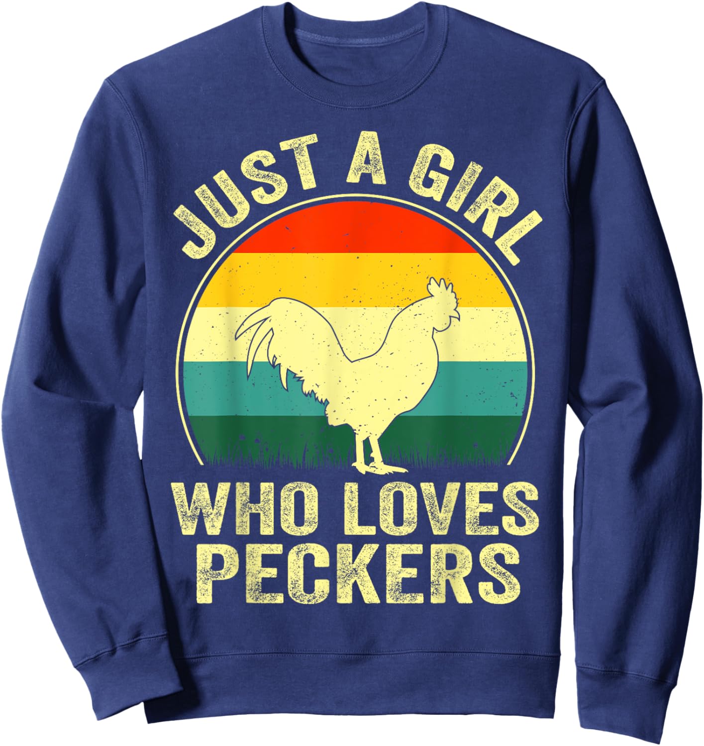 Funny Chicken Owner Farmer Girl Vintage Retro Chicken Lover Sweatshirt - Sweatshirt | Navy