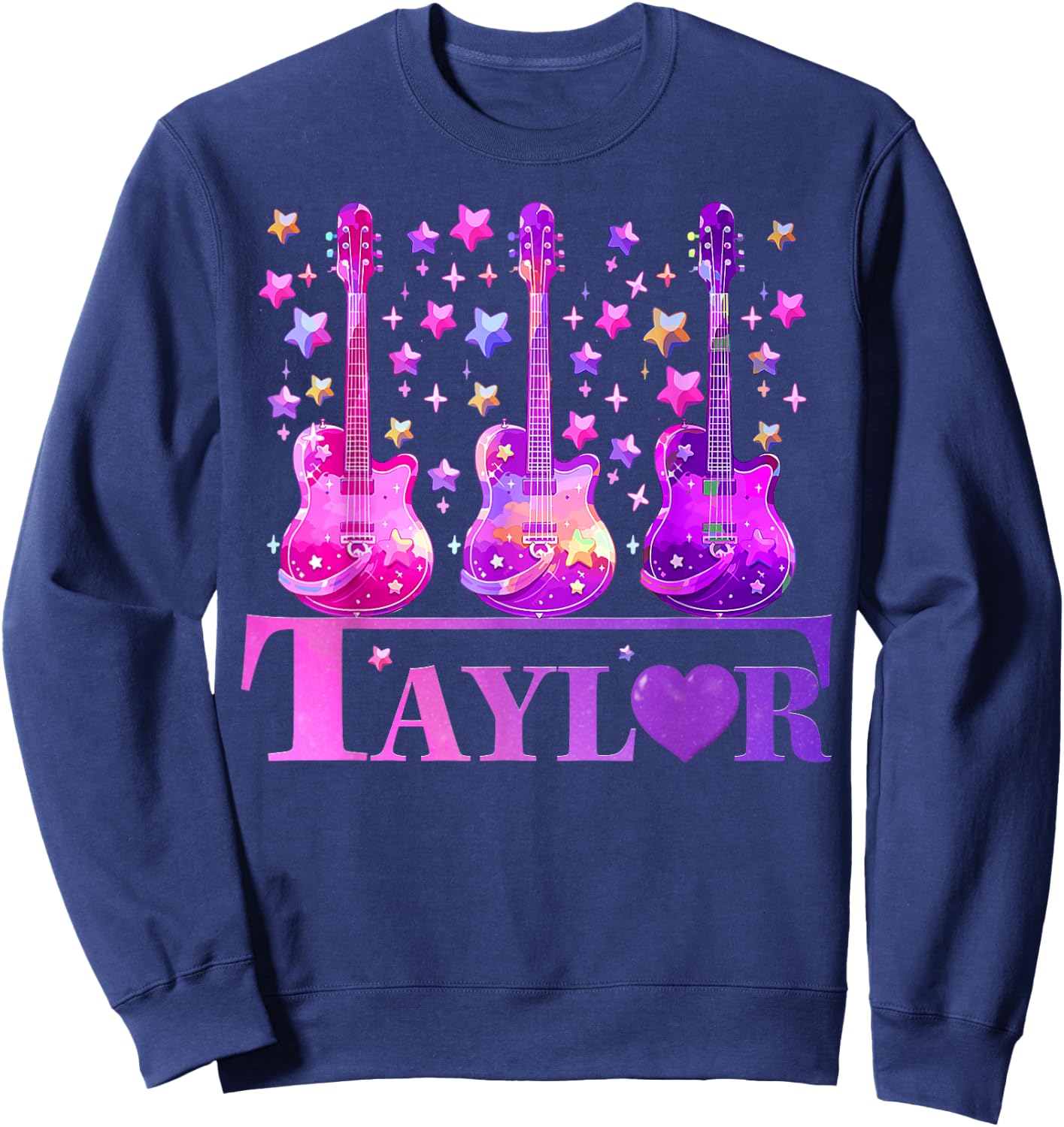 Women Girl Retro Taylor First Name Personalized Groovy 80's Sweatshirt - Sweatshirt | Navy