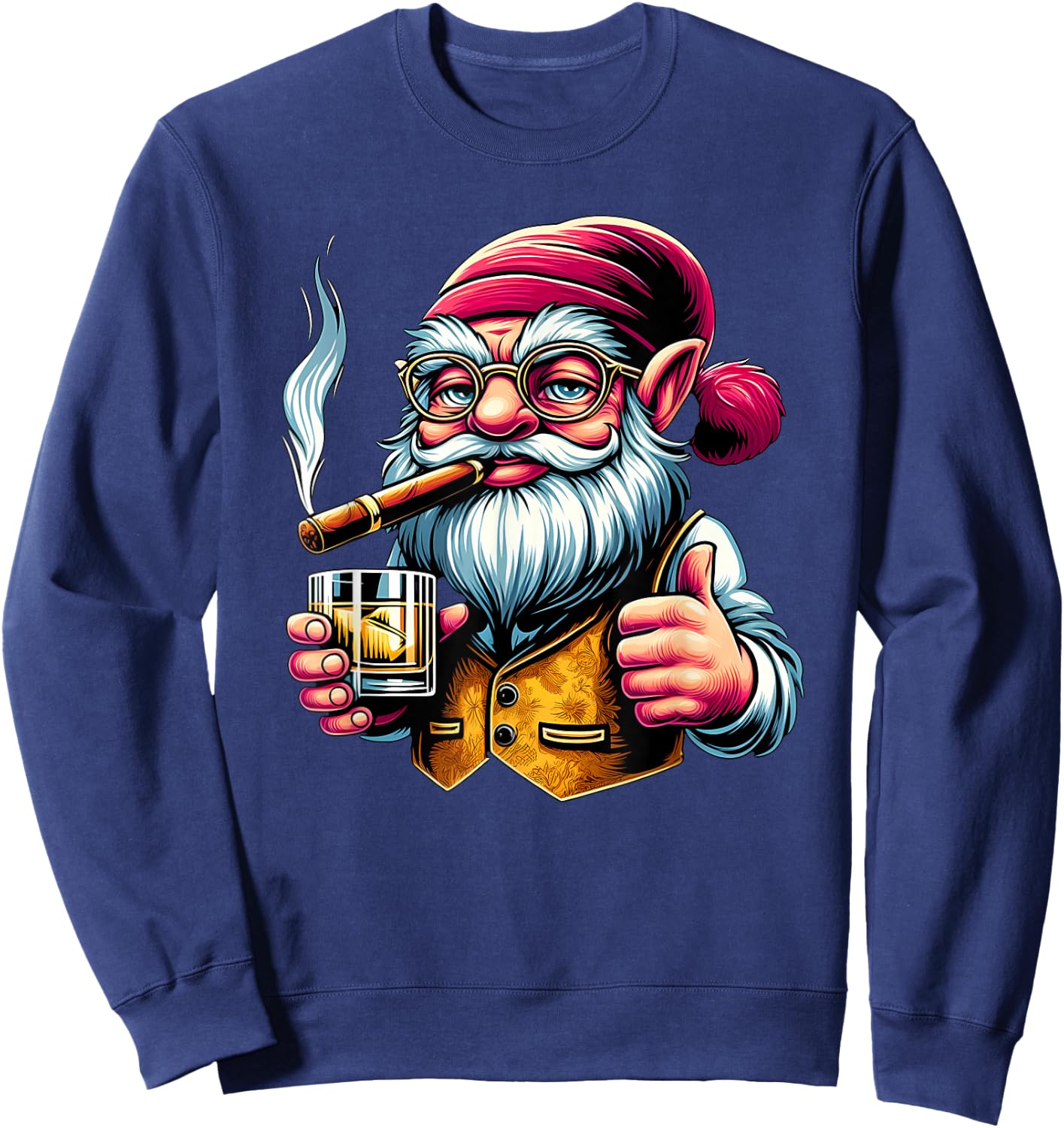 Gnome Cigar And Whiskey Sweatshirt - Sweatshirt | Navy