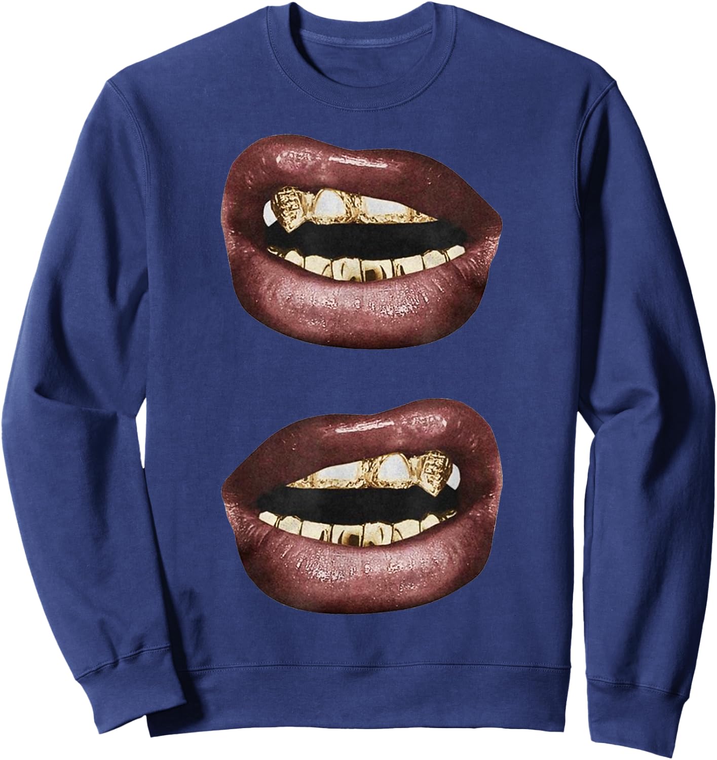 Grillz Jewelry Grills Fashion Mouth Nails Y2KK Lips Sweatshirt - Sweatshirt | Navy