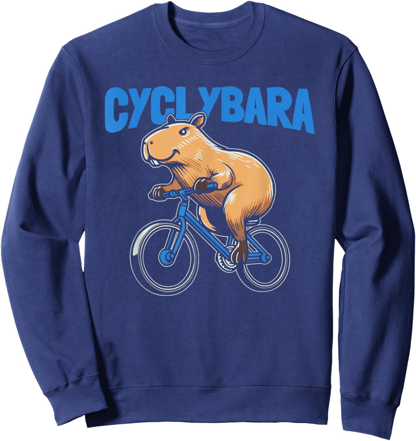 Capybara Cyclist Bicycle Bike Cycle - Cycling Cyclybara Sweatshirt - Sweatshirt | Navy