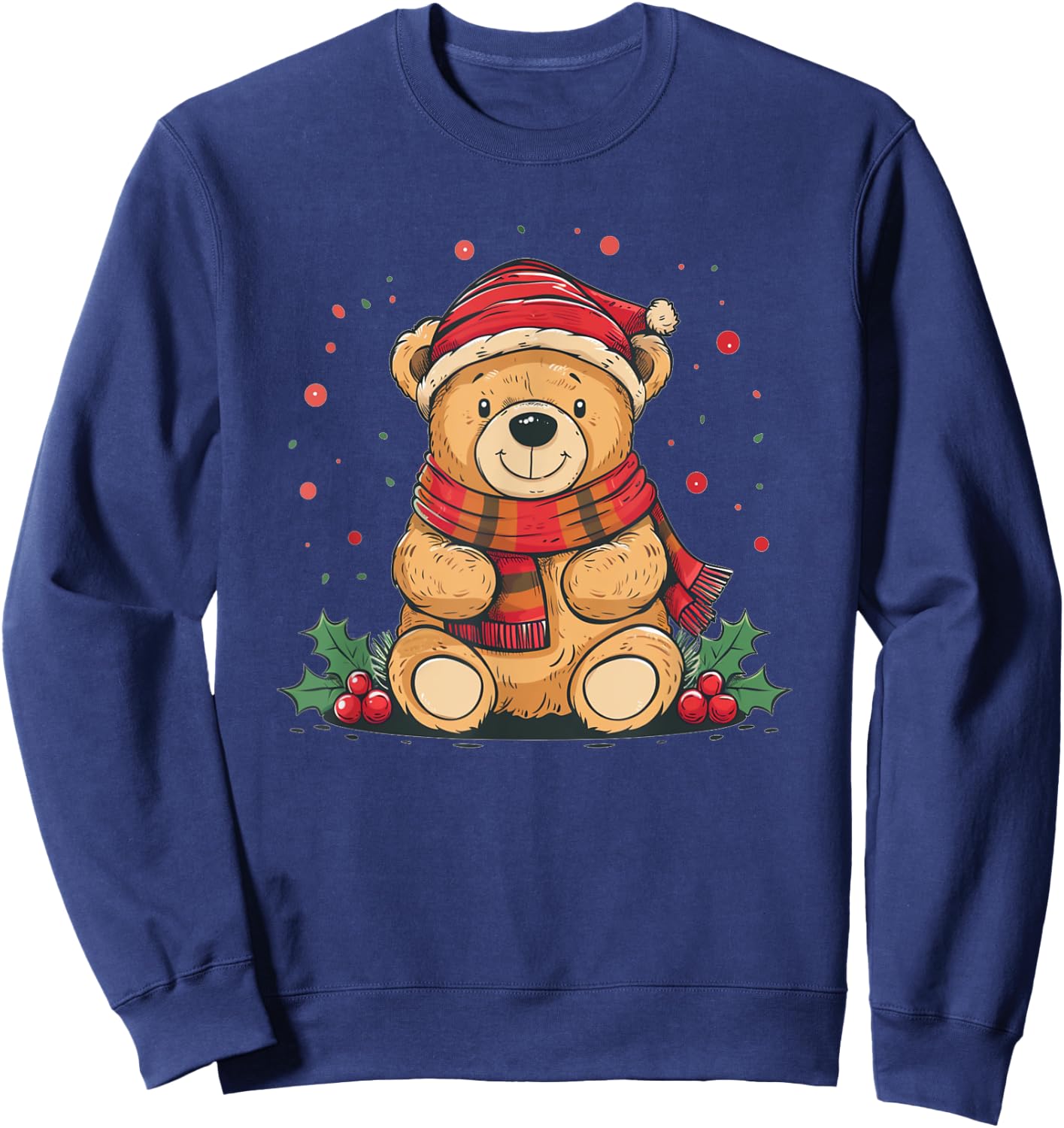Funny fluffy Teddy Bear in Christmas Season and Dress Sweatshirt - Sweatshirt | Navy
