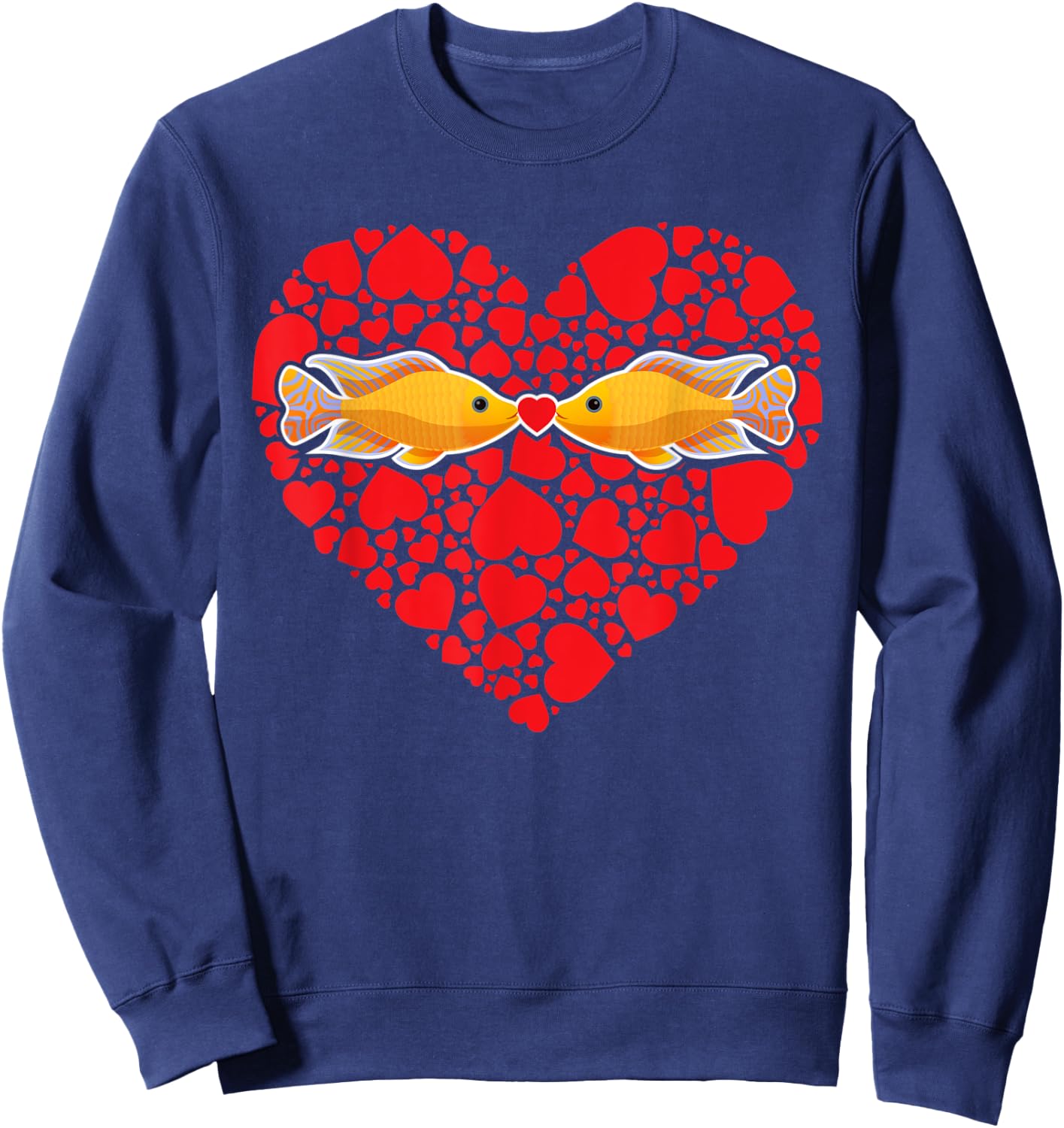 Aquarium Fish Lover Valentine's Day Gift Fish Kissing Fish Sweatshirt - Sweatshirt | Navy