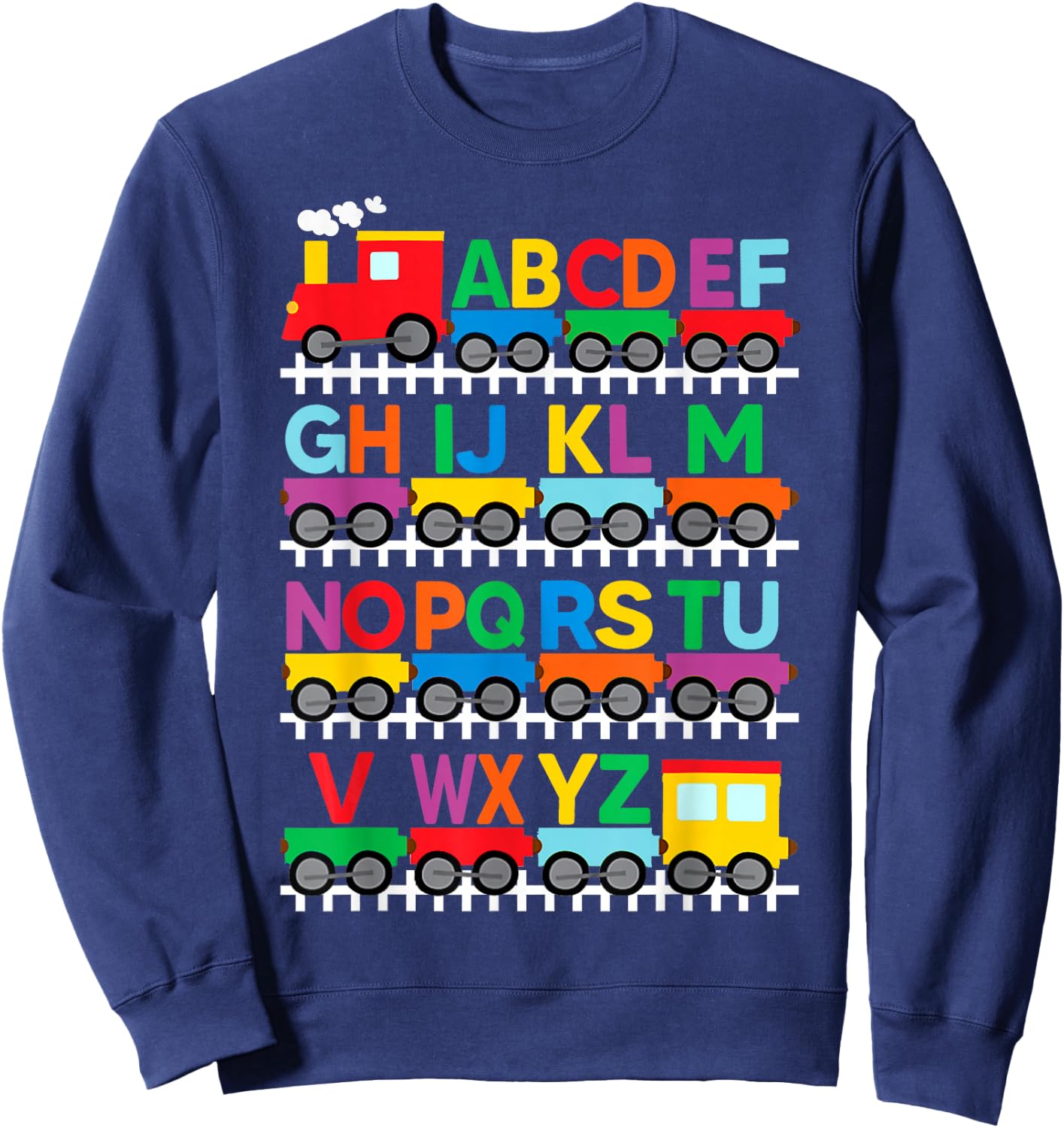 Train Railroad Lover ABC Alphabet A-Z ABCs Kindergarten Kids Sweatshirt - Sweatshirt | Navy