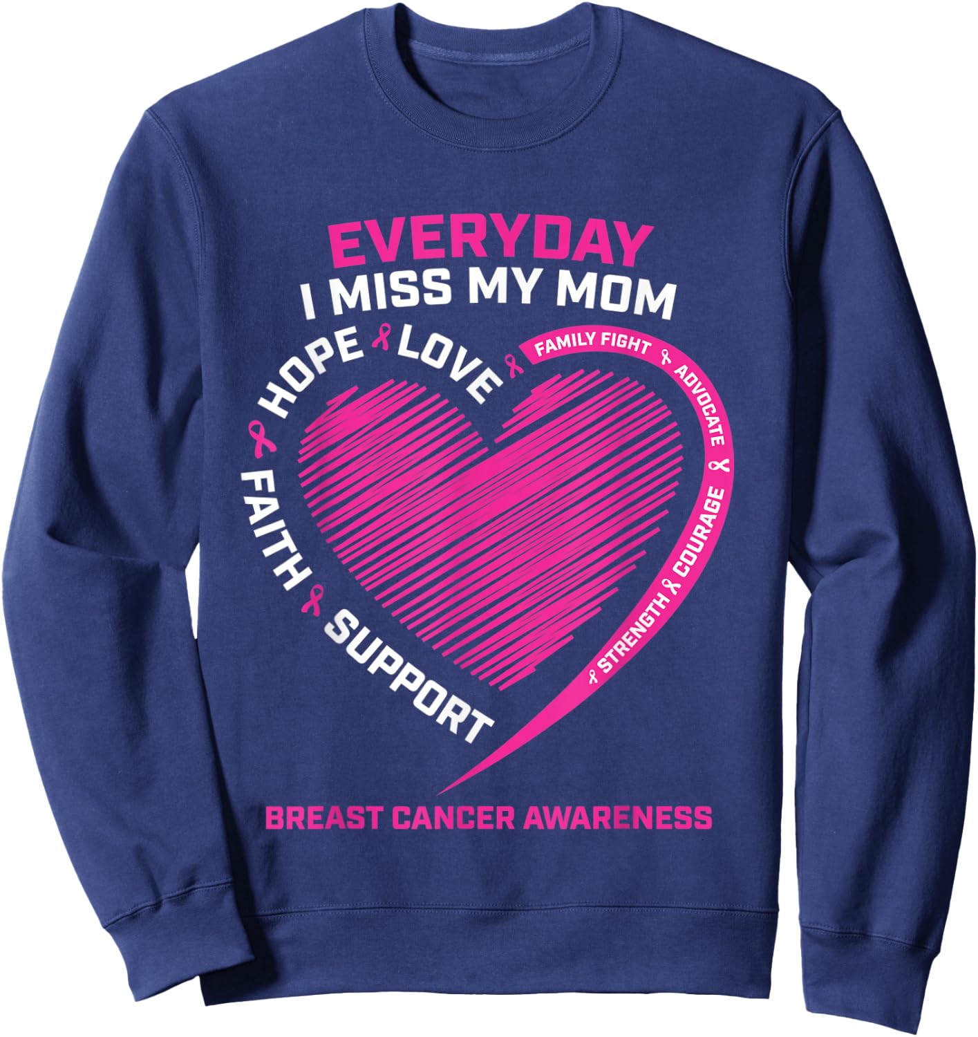 Remembrance Mother Loving Memory Mom Breast Cancer Awareness Sweatshirt - Sweatshirt | Navy