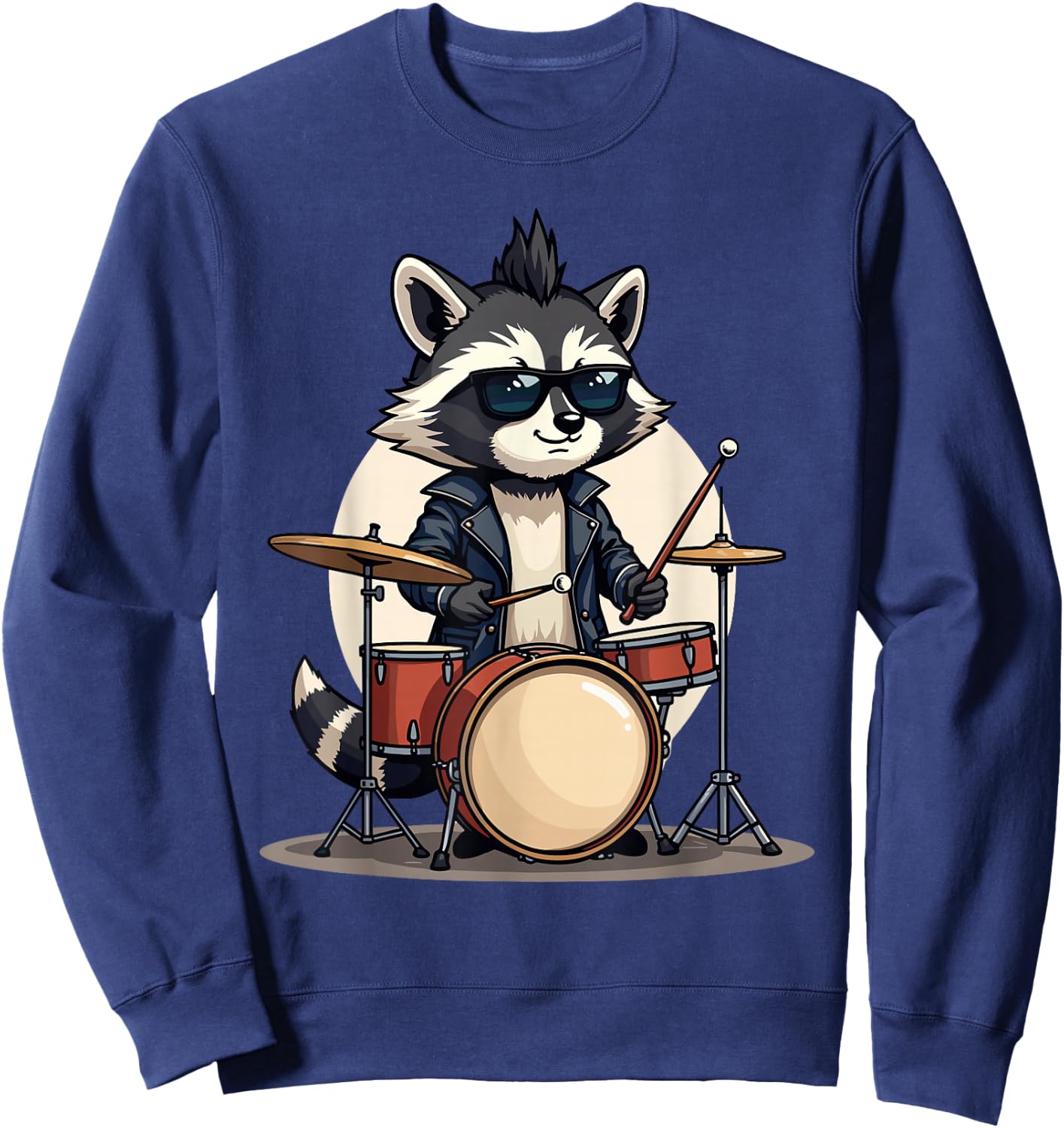 Drum & Drummer Gifts for Boys, Men & Youth | Drummer & Drums | Musician, Funny Raccoon & Music Drumming Sweatshirt - Sweatshirt | Navy