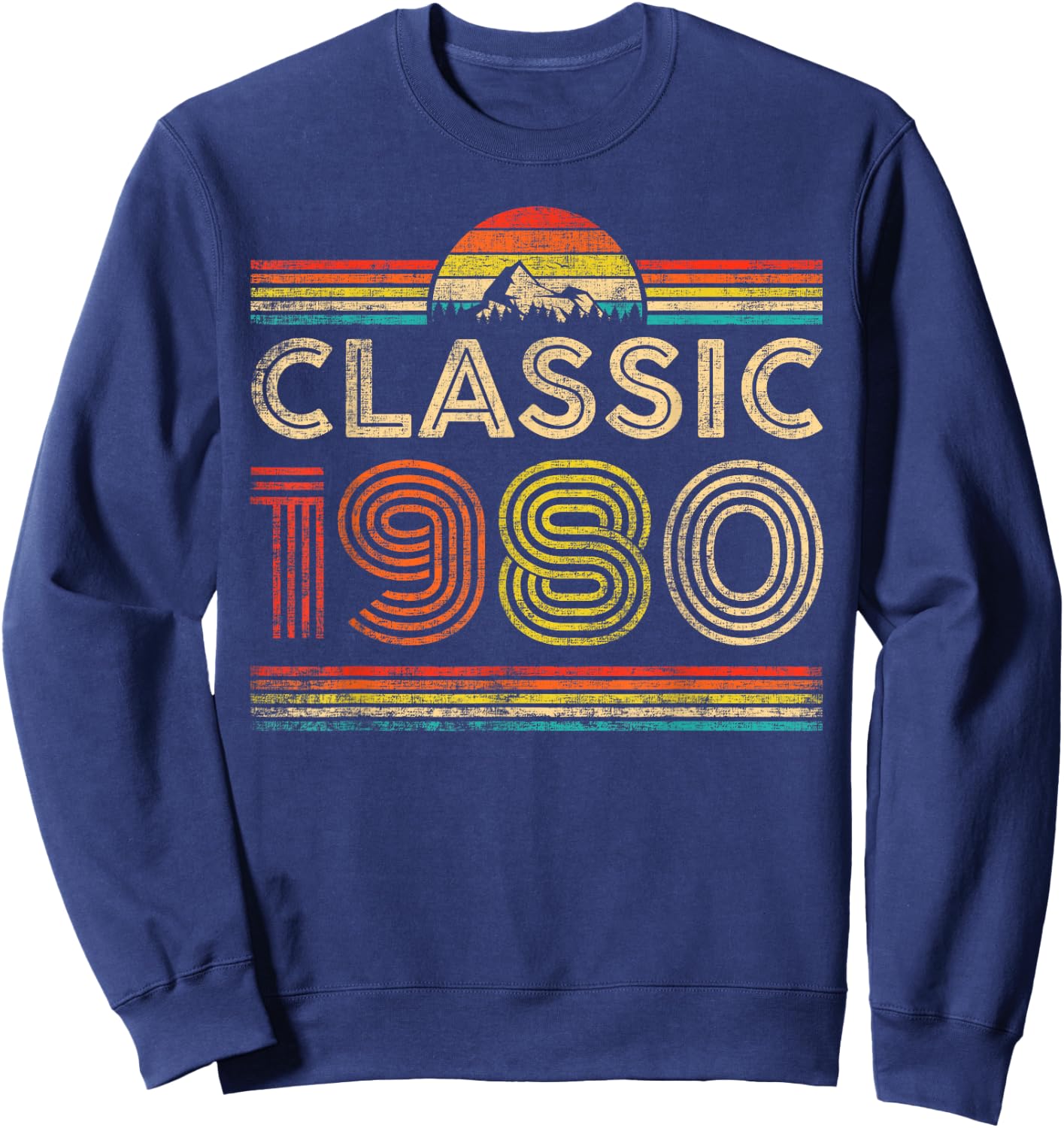 Classic 1980 Vintage 1980 Classic Year Men Women Birthday Sweatshirt - Sweatshirt | Navy