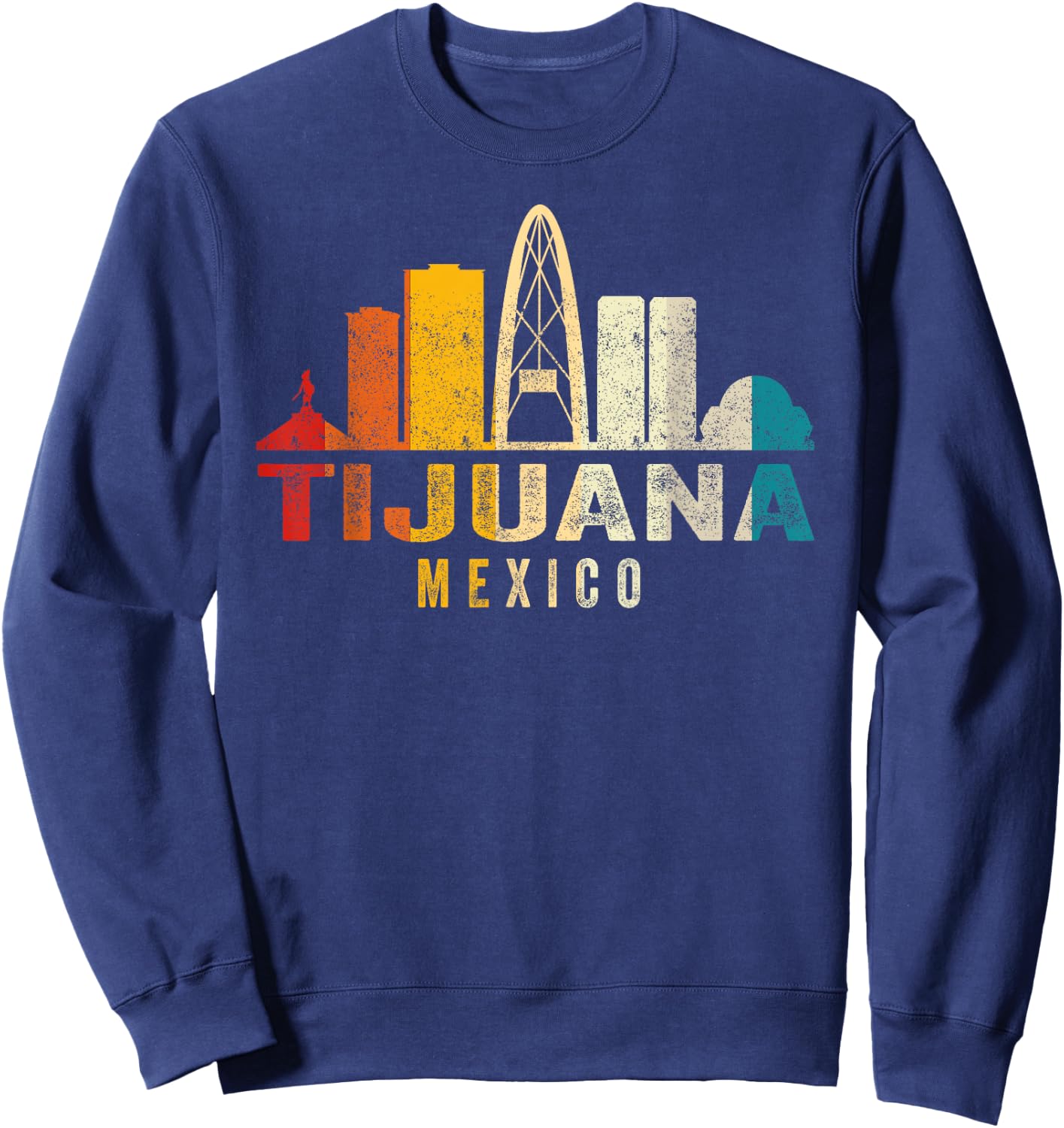Retro Tijuana Skyline Vintage Mexico Souvenir Sweatshirt - Sweatshirt | Navy