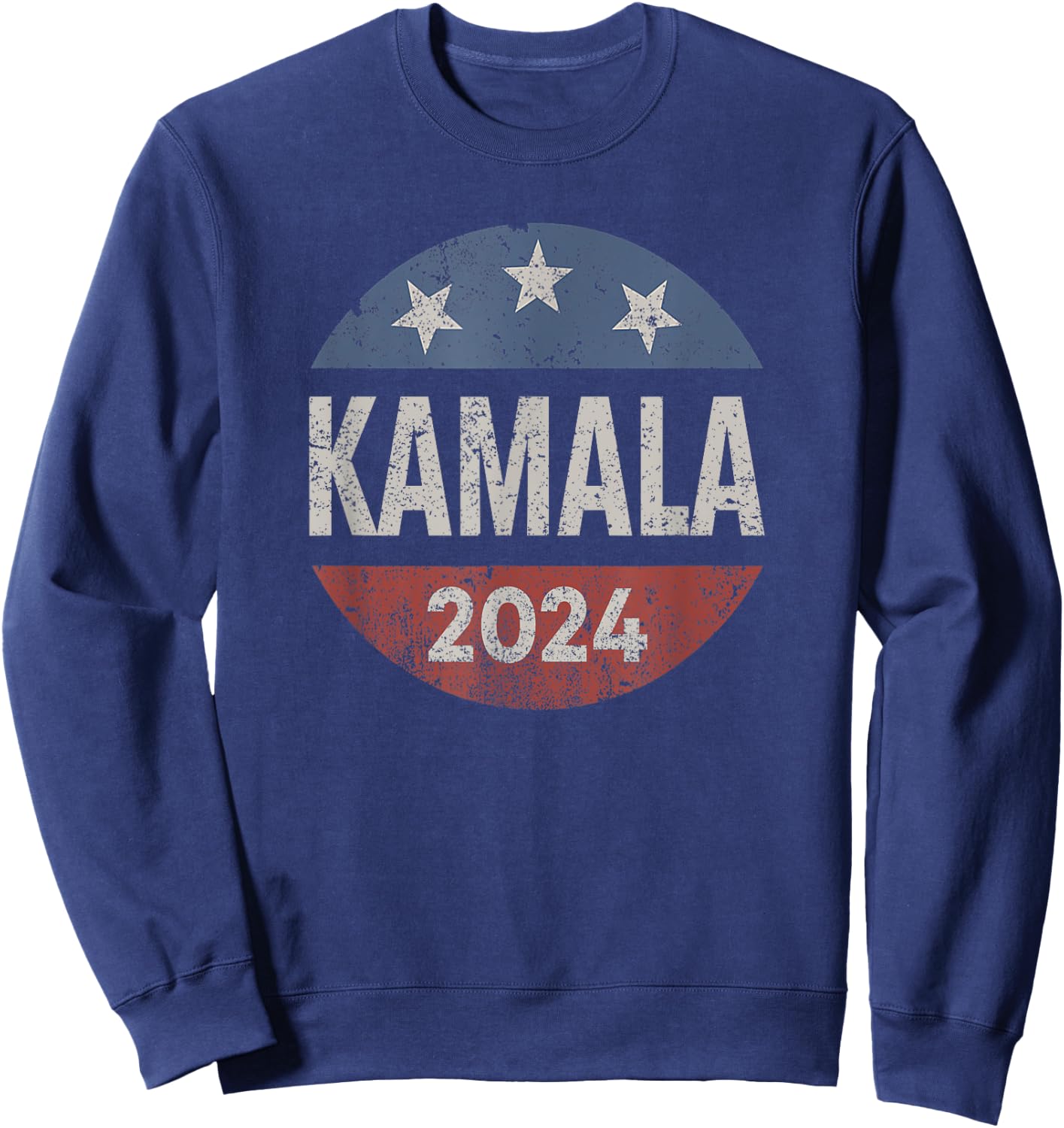 Retro Button Kamala Harris 2024 For President Campaign Sweatshirt - Sweatshirt | Navy
