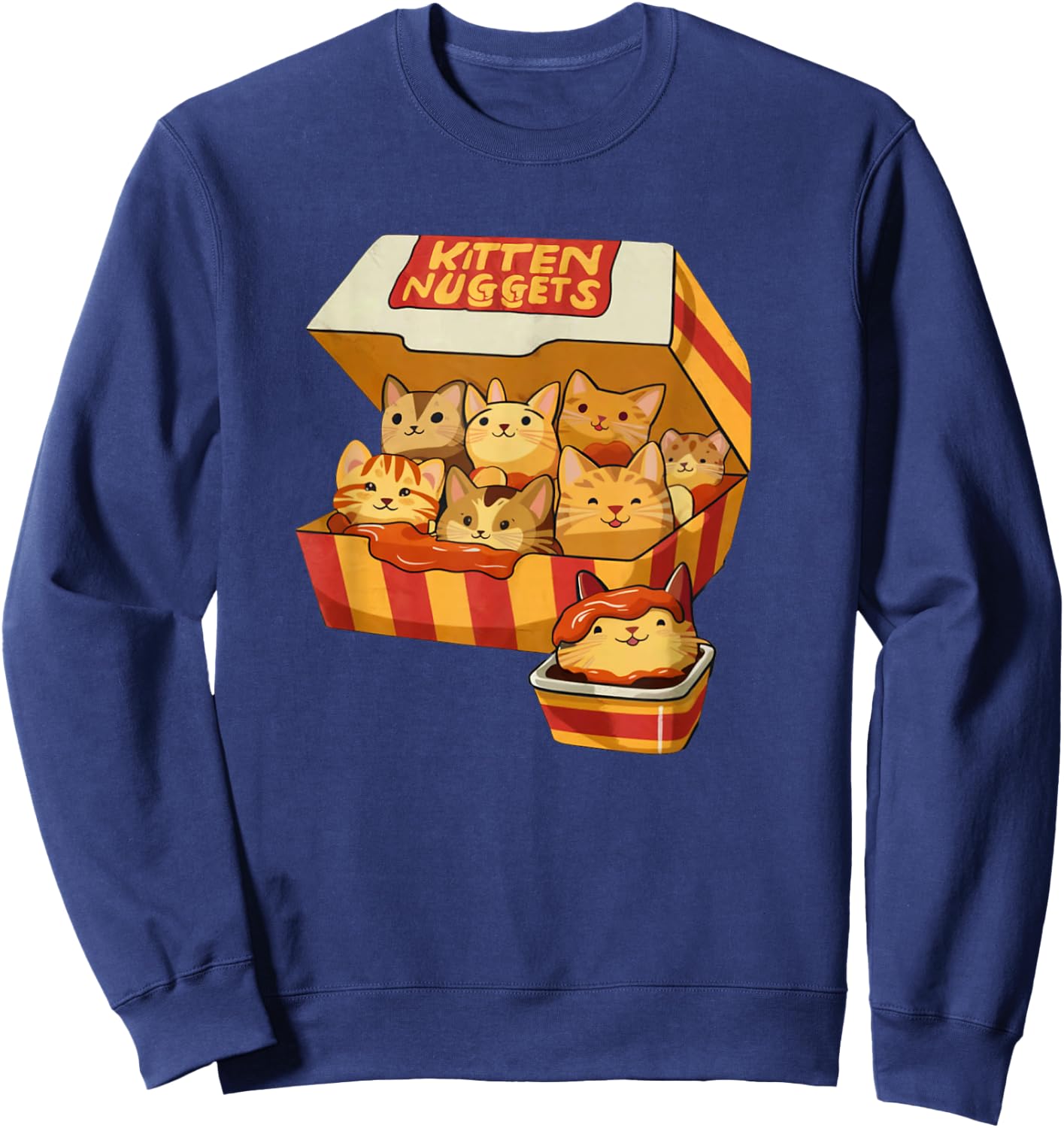 Kitten Nuggets Funny Cat Lover Pun Sweatshirt - Sweatshirt | Navy