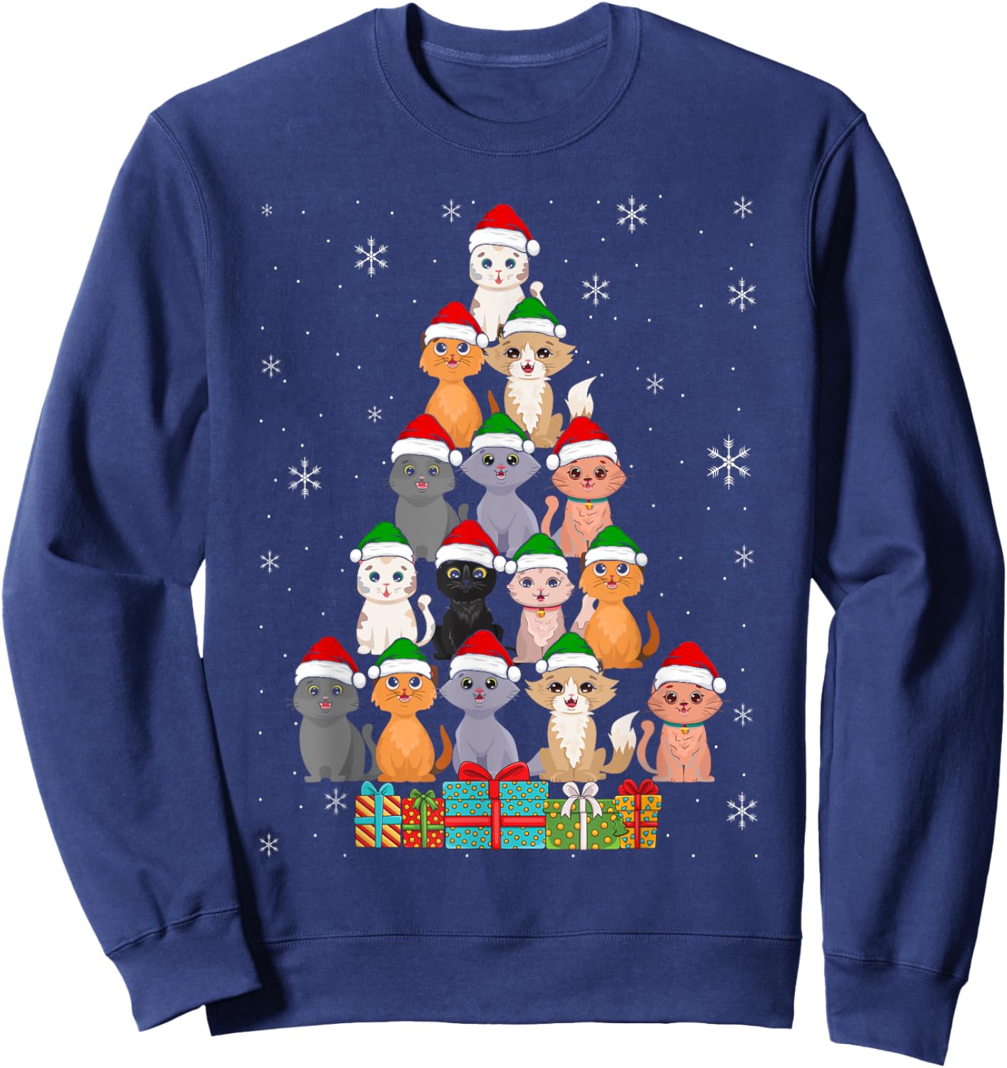 Christmas Cats Xmas Meow Christmas Sweatshirt - Sweatshirt | Navy