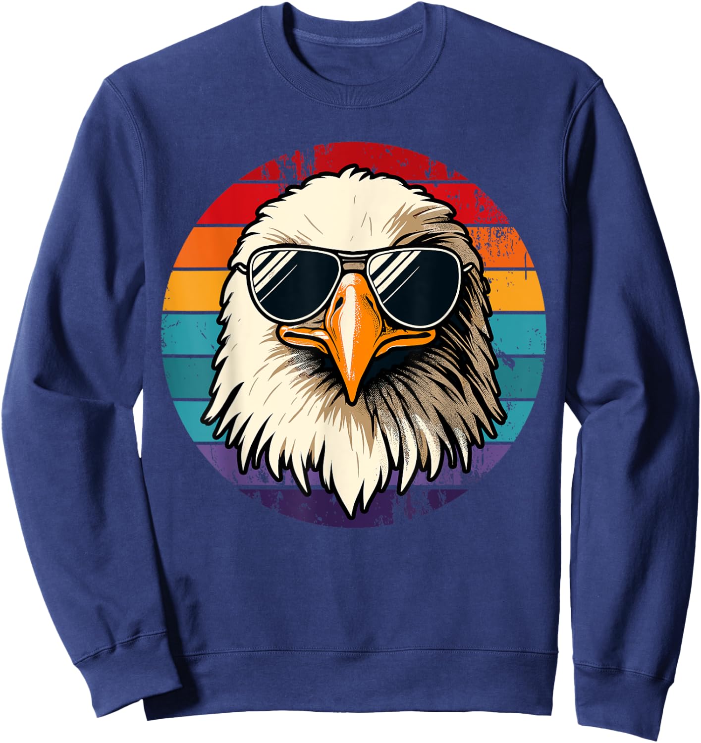 Bald Eagle in Sunglasses Men Women Kids Funny Eagle Sweatshirt - Sweatshirt | Navy