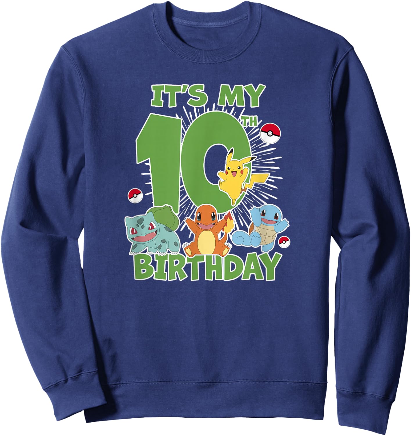 Pokémon It's My 10th Birthday Kanto Starters Celebration Sweatshirt - Sweatshirt | Navy