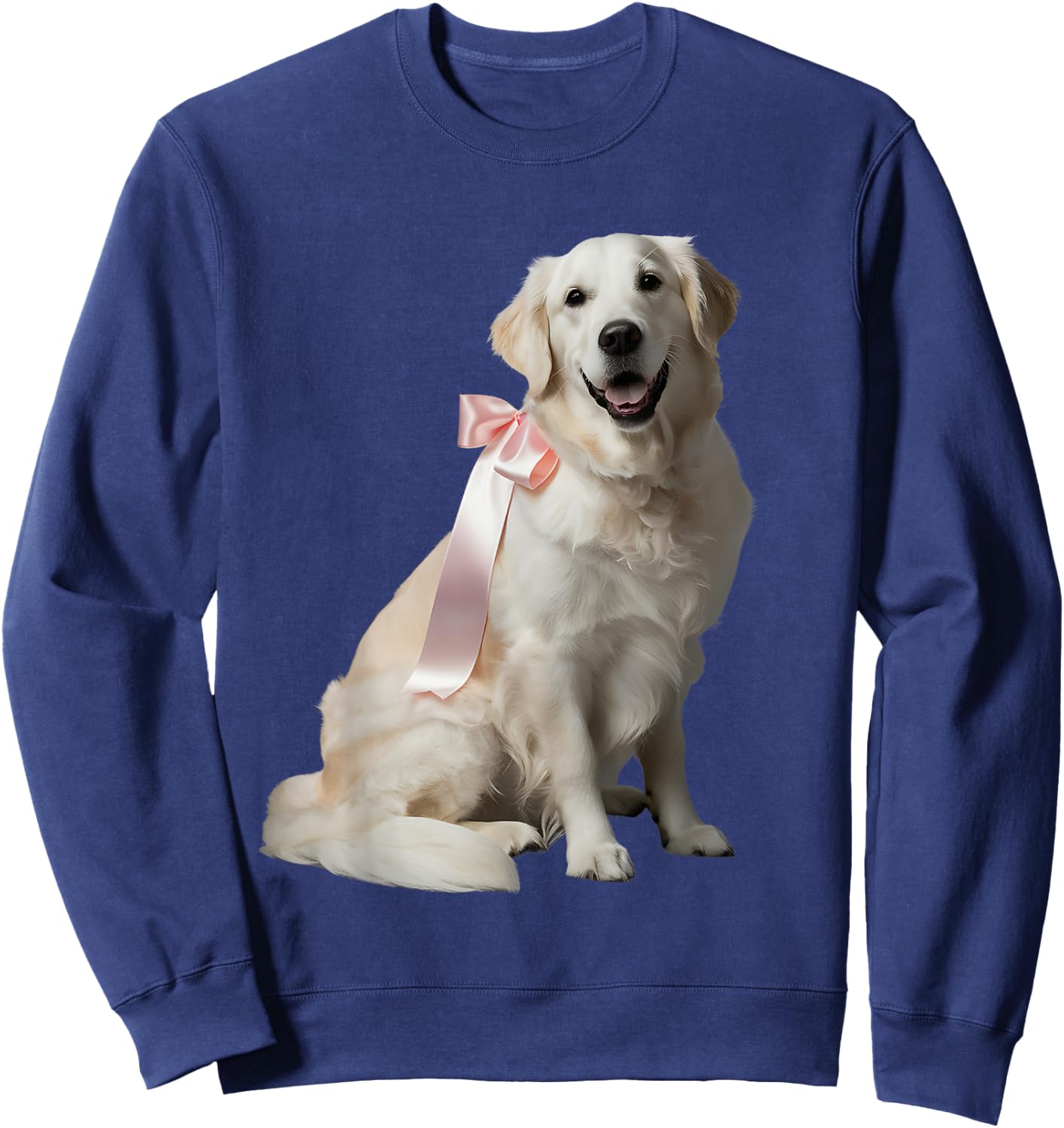 English Cream Golden Retriever Puppy Pink Bow Clean Girl Sweatshirt - Sweatshirt | Navy
