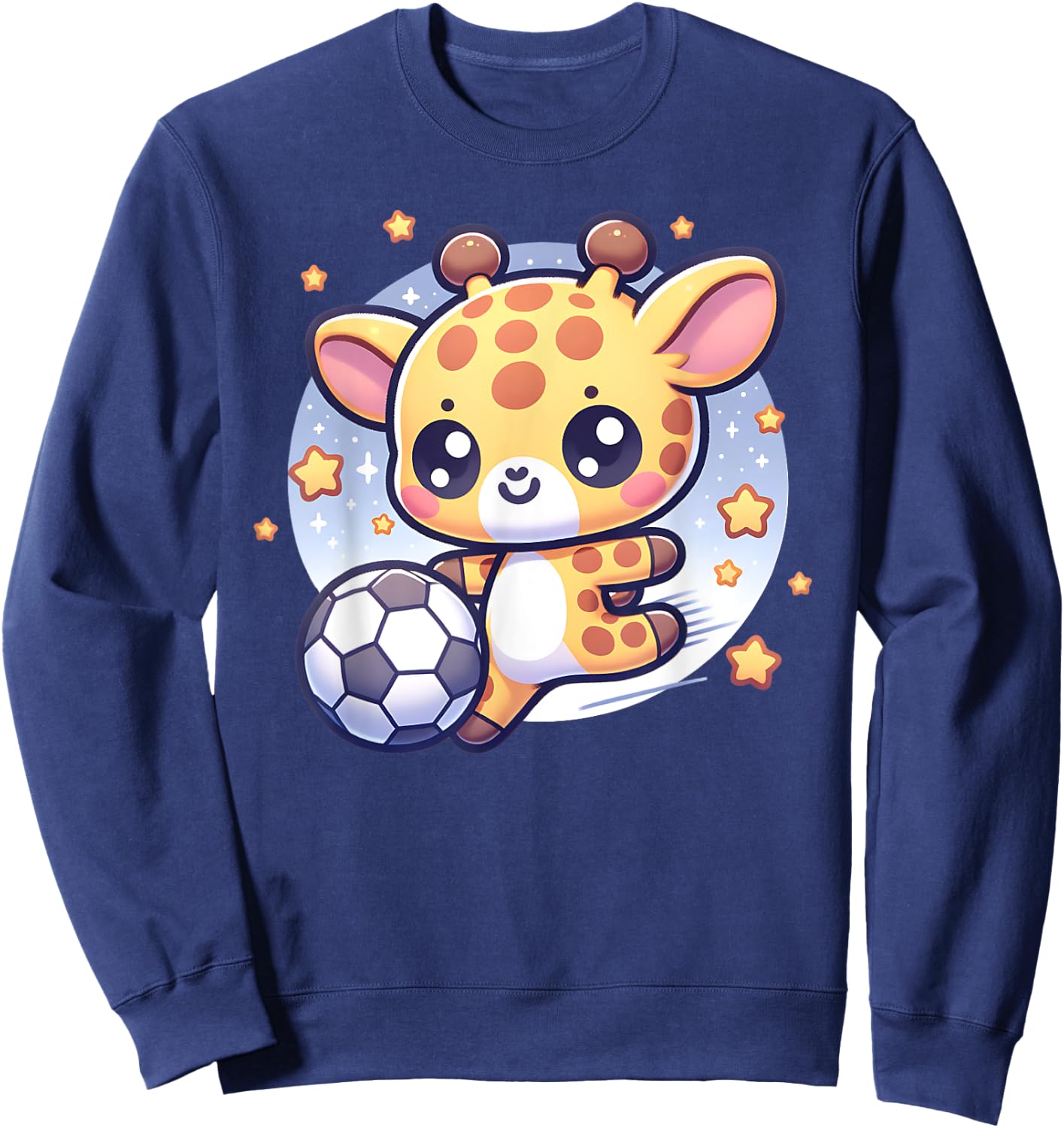 Giraffe Soccer Player Kicking Soccer Ball Cute Girls Graphic Sweatshirt - Sweatshirt | Navy