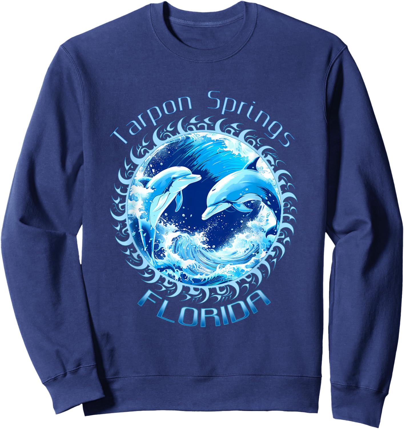Cute Ocean Dolphin Lovers Tarpon Springs Florida Vacation Sweatshirt - Sweatshirt | Navy