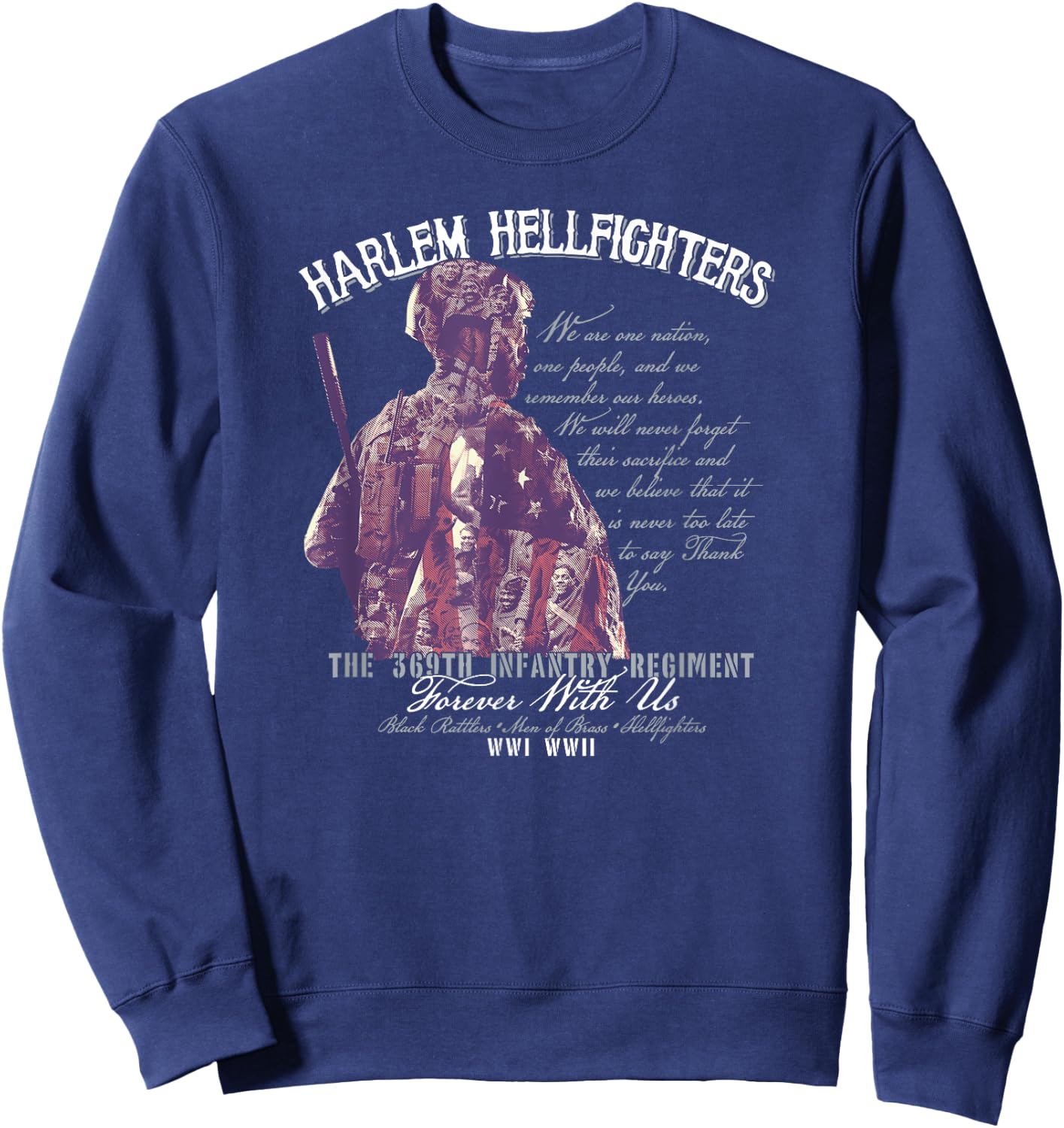 Harlem Hellfighters Soldiers Vintage Black Military History Sweatshirt - Sweatshirt | Navy