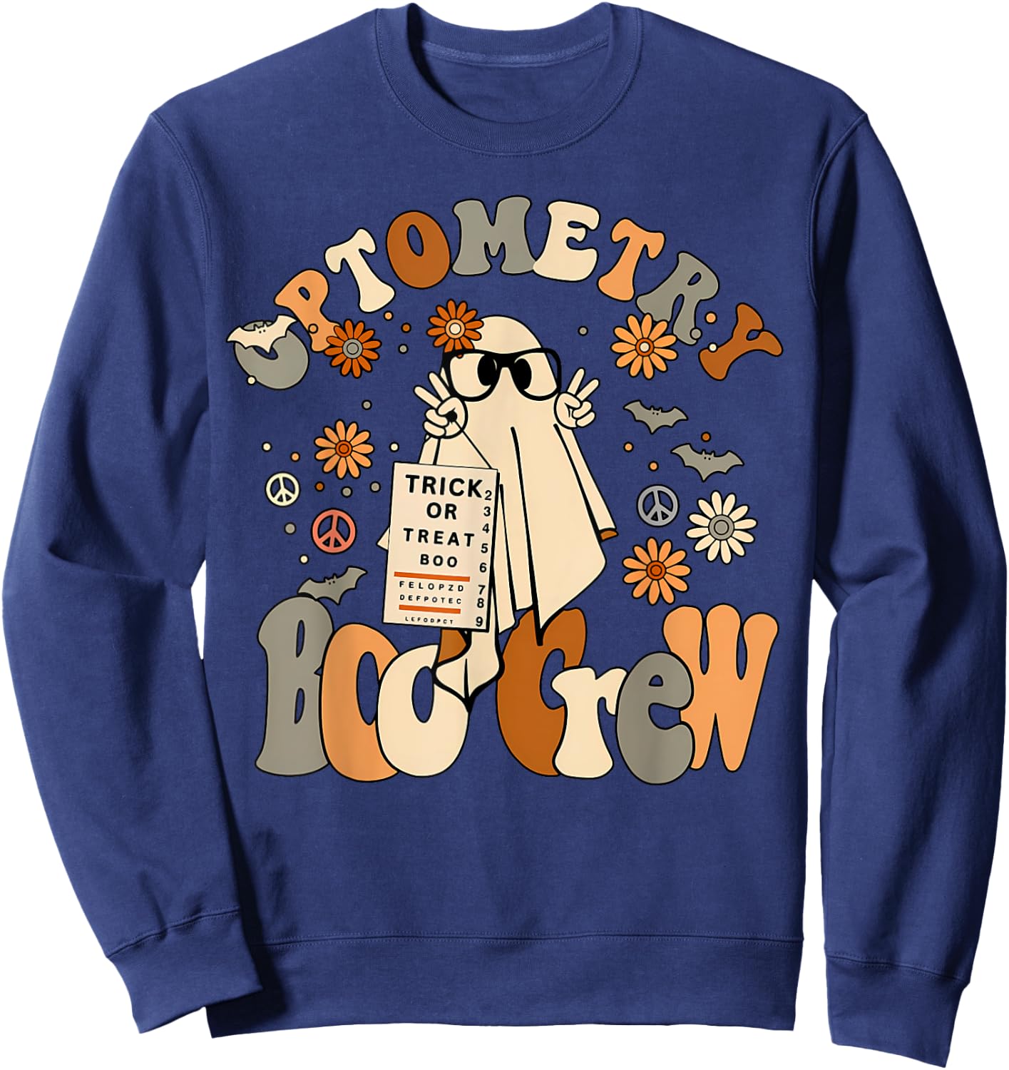 Spooky Optometry Boo Crew Ghost Halloween Eye Doctor Sweatshirt - Sweatshirt | Navy
