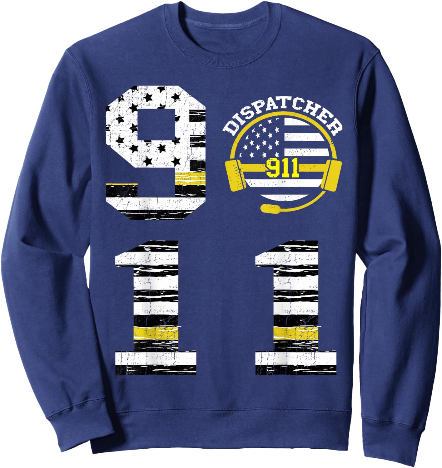 911 Dispatcher Operator Thin Yellow Line Love Dispatch Sweatshirt - Sweatshirt | Navy