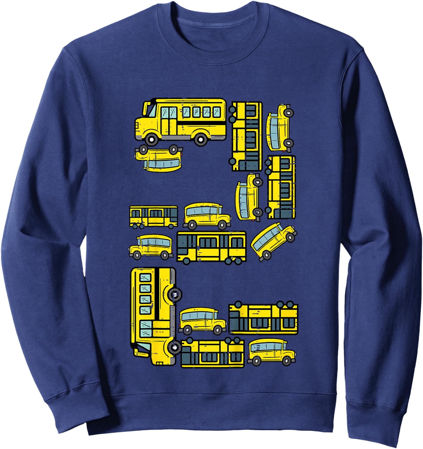 Kids 2nd Birthday 2 School Buses Bday Party Boys Kids Toddler Sweatshirt - Sweatshirt | Navy