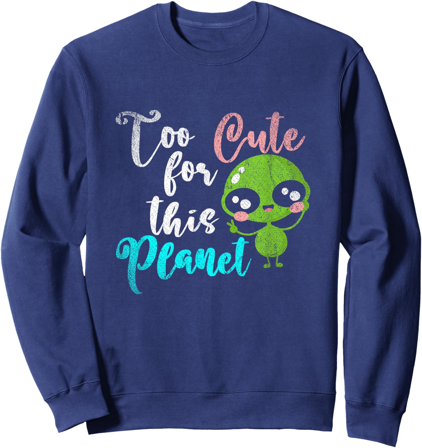 Funny UFO Women Girls Kids Gift Cute Alien Sweatshirt - Sweatshirt | Navy