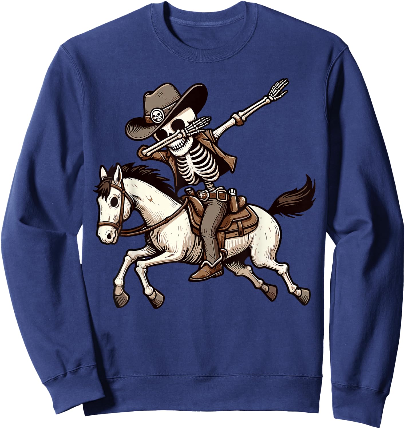 Dabbing Skeleton Cowboy Halloween Costume Kids Boys Men Dab Sweatshirt - Sweatshirt | Navy