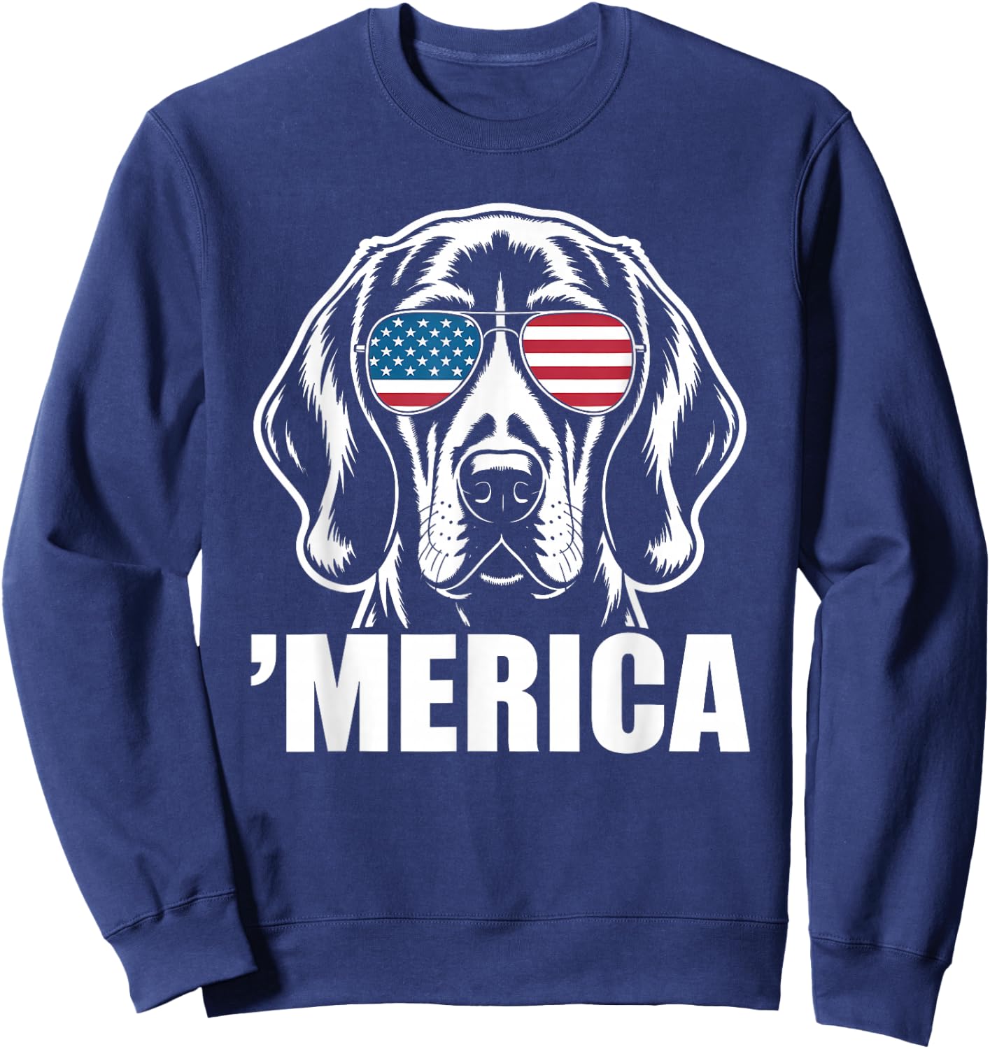 Patriotic USA American Flag 4th of July Redbone Coonhound Sweatshirt - Sweatshirt | Navy
