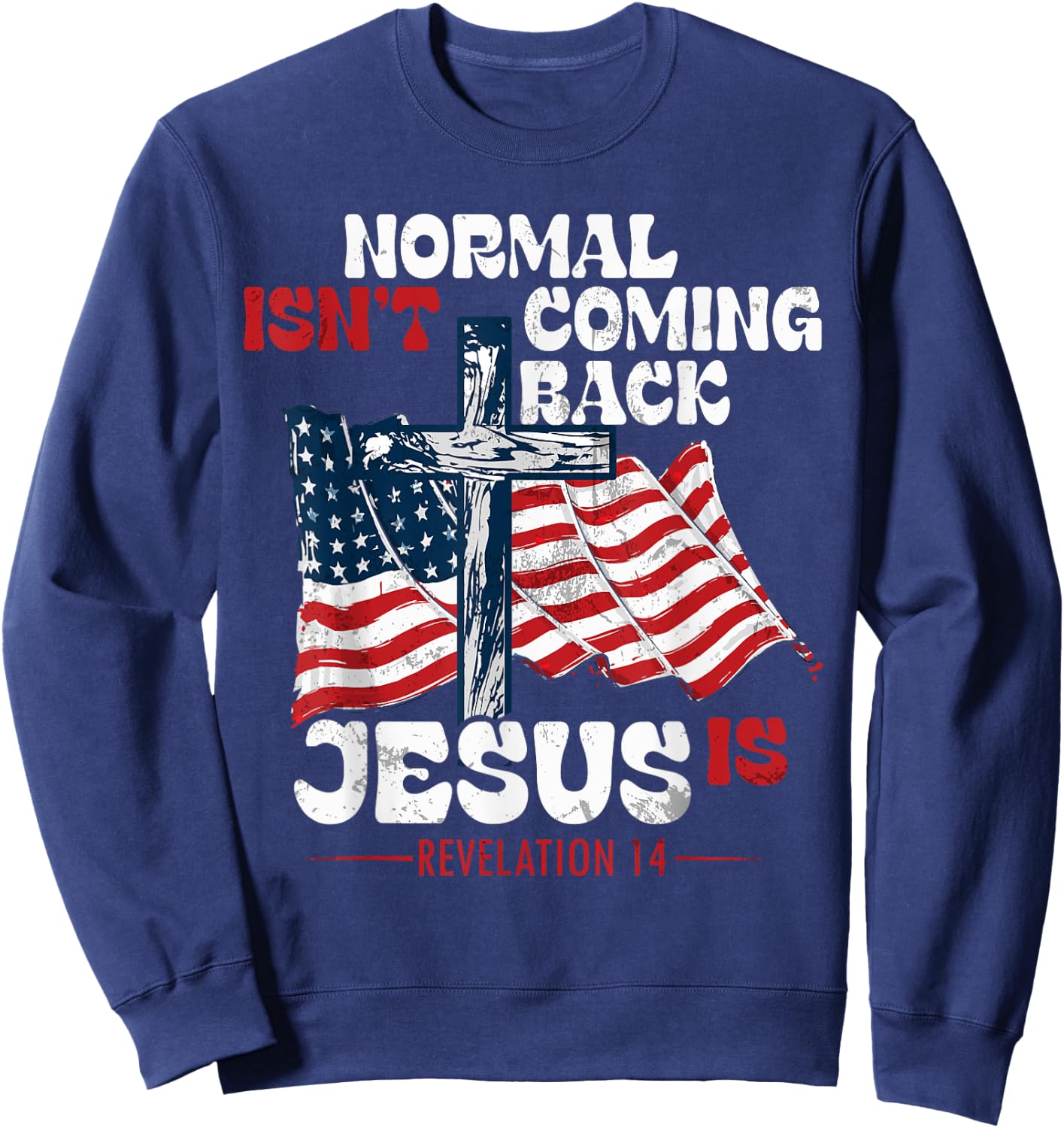 Modern Plus Normal Is not Coming Back Jesus Is Jesus Is Coming Back , Small Sweatshirt - Sweatshirt | Navy