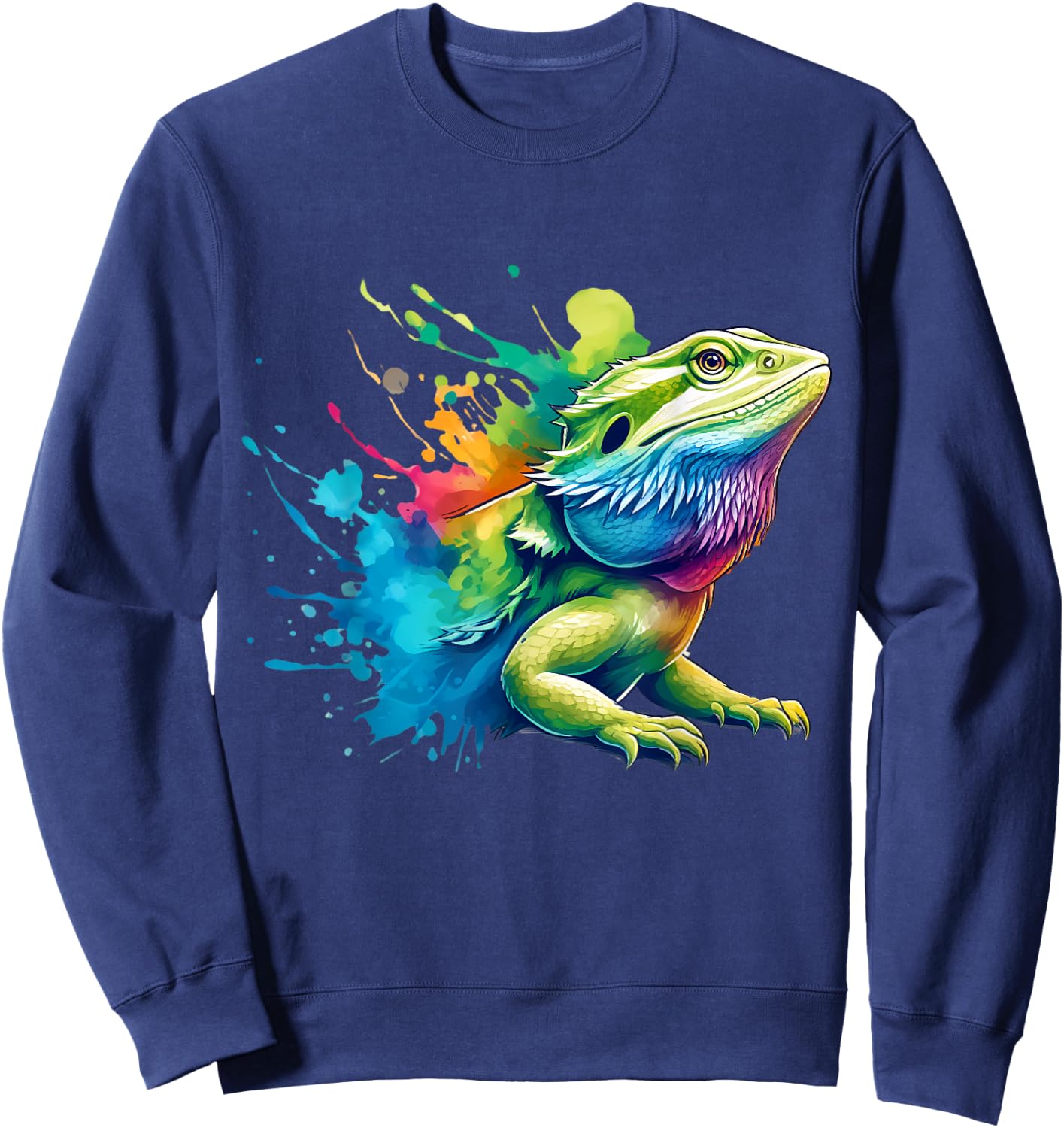 Bearded Dragon Watercolor Aesthetic Men Women Kids Sweatshirt - Sweatshirt | Navy