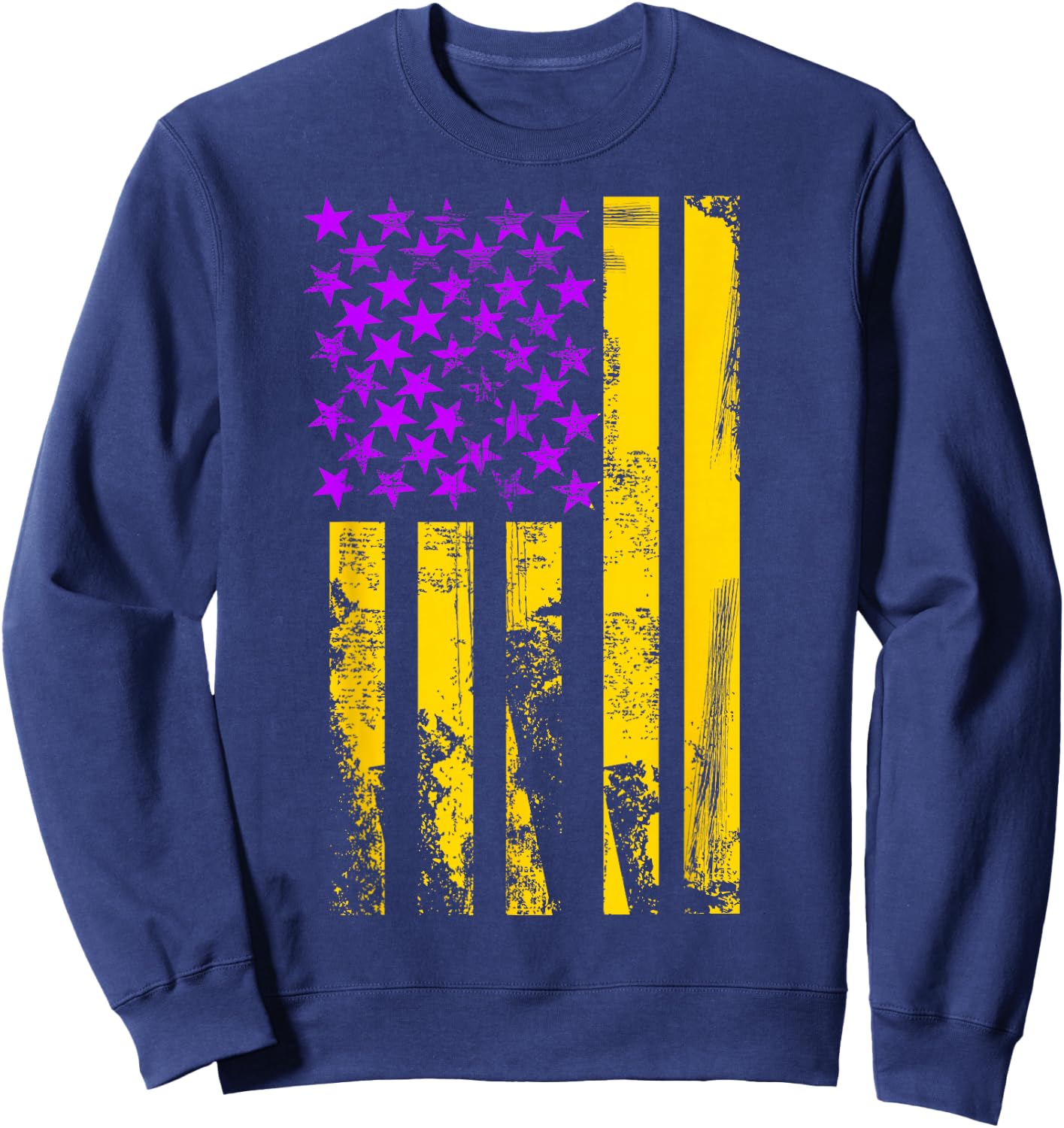 Purple Gold USA American Flag Patriotic Sweatshirt - Sweatshirt | Navy