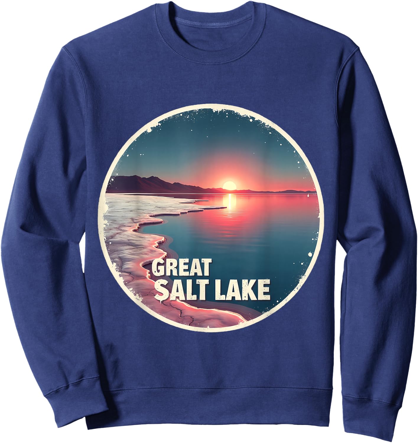 Great Salt Lake Scenic Sunset Tranquil Landscape Sweatshirt - Sweatshirt | Navy