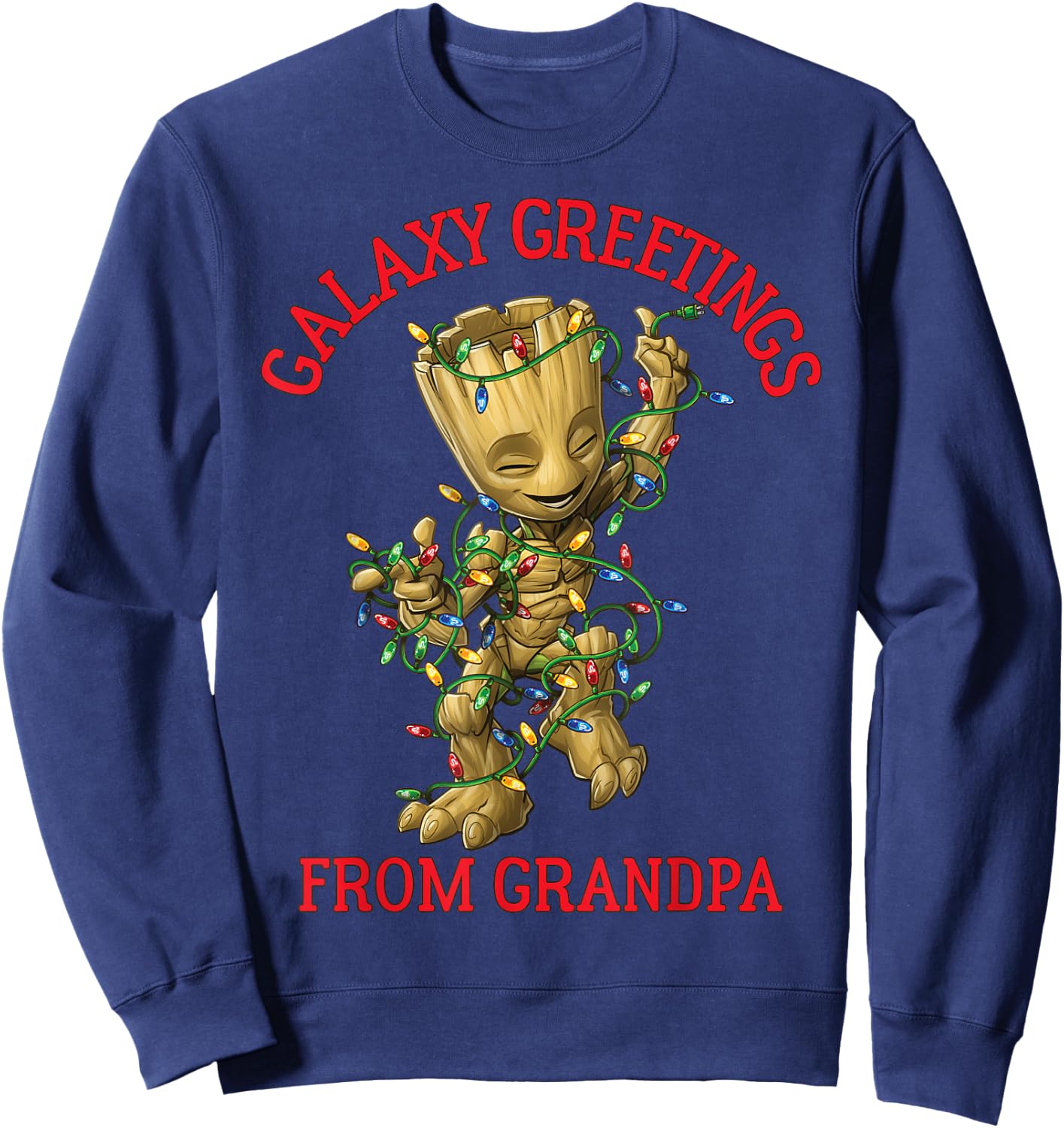 Marvel Groot Galaxy Greetings From Grandpa Christmas Sweatshirt - Sweatshirt | Navy