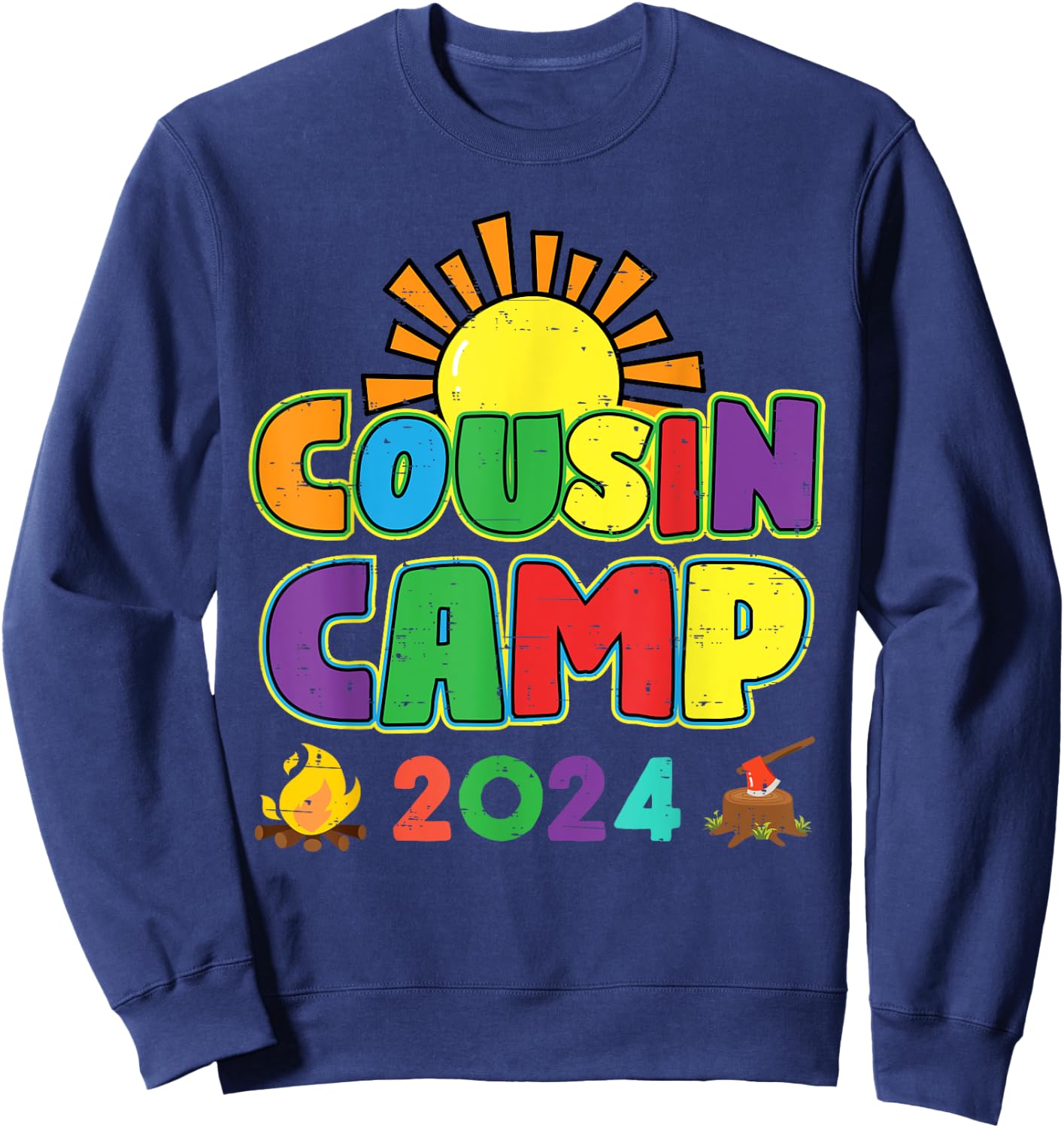 Cousin Camp 2024 Family Vacation Summer Camping Crew Cute Sweatshirt - Sweatshirt | Navy