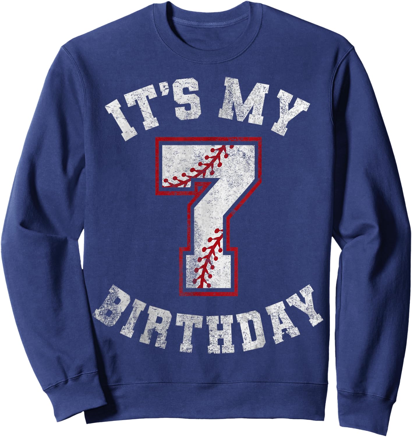 It's My 7th Birthday Baseball 7 Year Old Birthday Boys Kids Sweatshirt - Sweatshirt | Navy