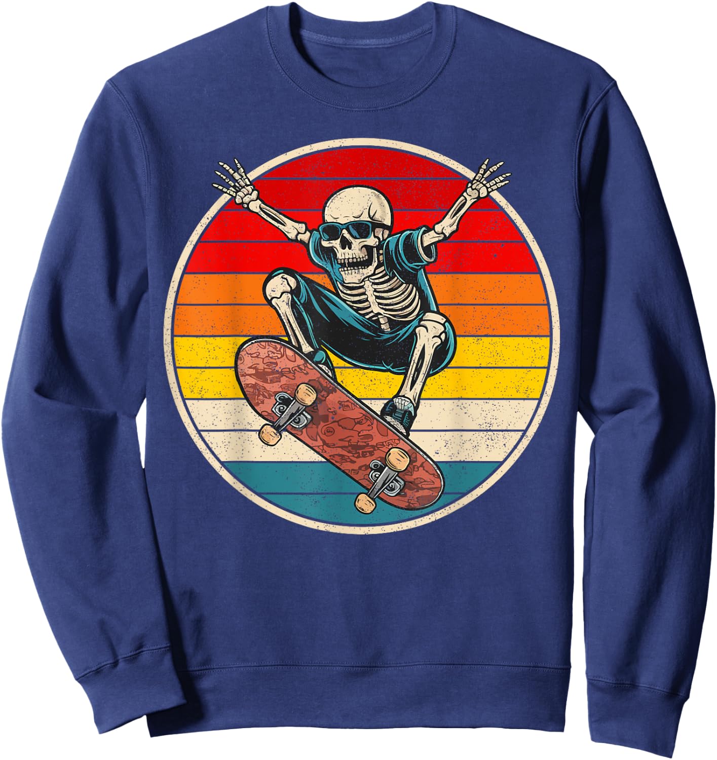 Retro Skateboarding Skateboard Skeleton Skateboarder Street Sweatshirt - Sweatshirt | Navy